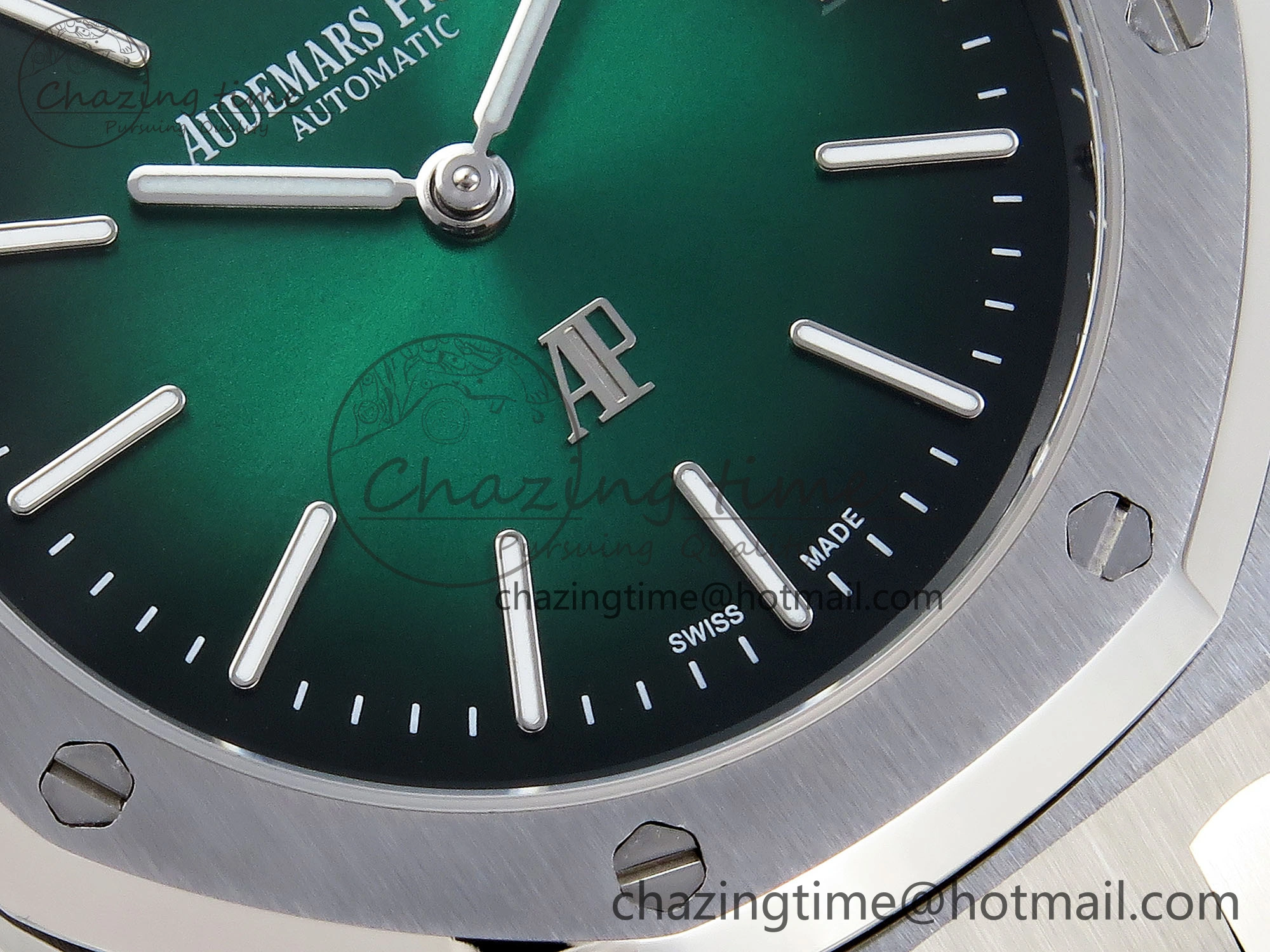 ROYAL OAK 39MM 15202 SS IPF 1:1 BEST EDITION GREEN BLACK DIAL ON SS BRACELET A2121