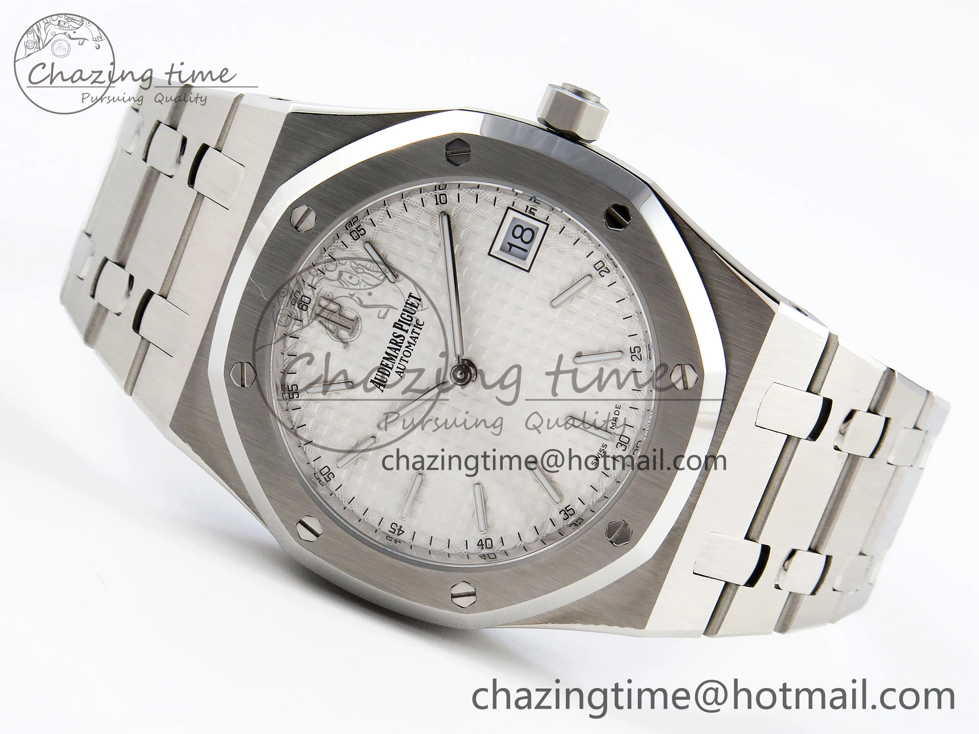 ROYAL OAK 39MM 15202 SS IPF 1:1 BEST EDITION WHITE TEXTURED DIAL ON SS BRACELET A2121