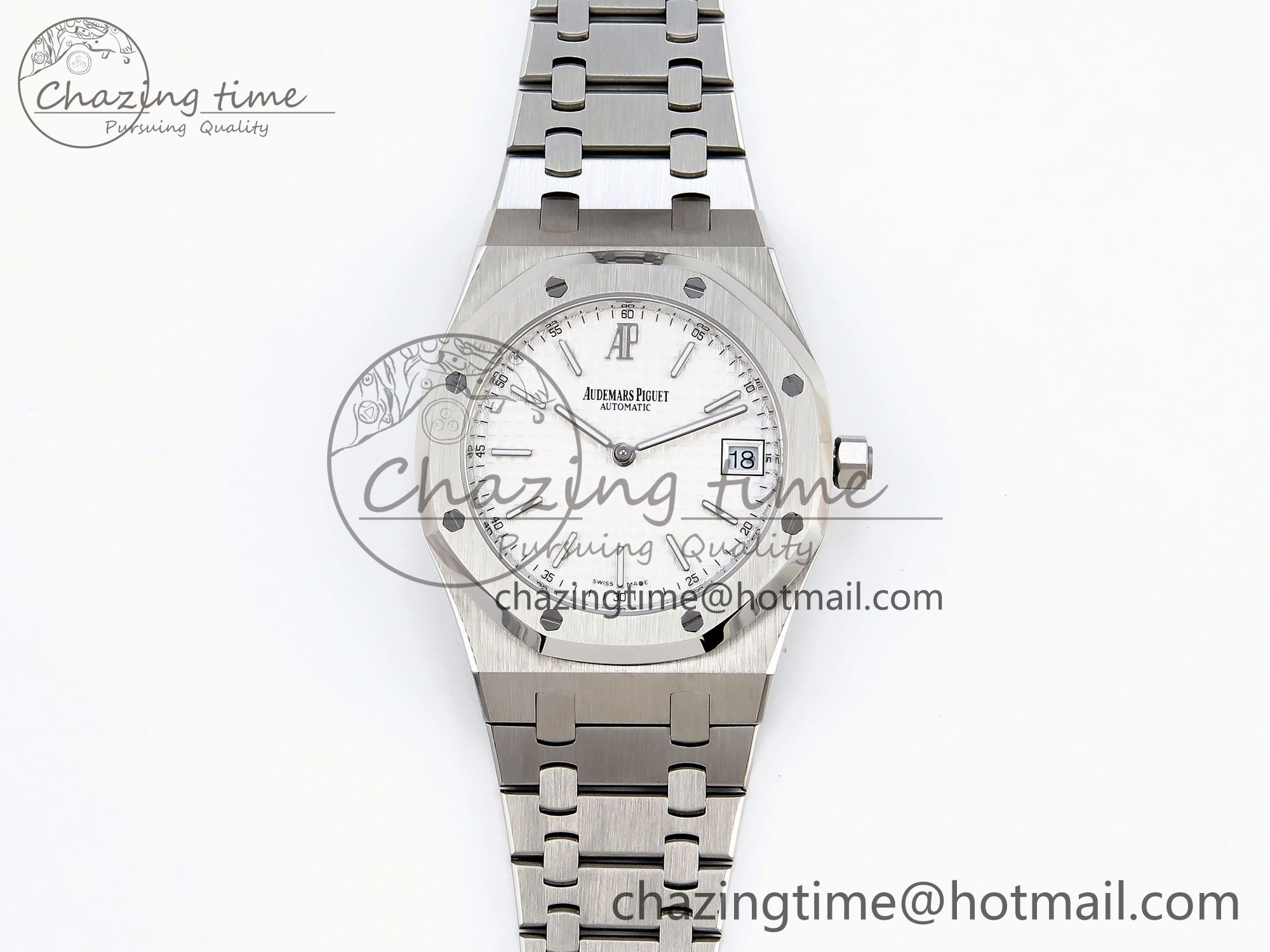 ROYAL OAK 39MM 15202 SS IPF 1:1 BEST EDITION WHITE TEXTURED DIAL ON SS BRACELET A2121