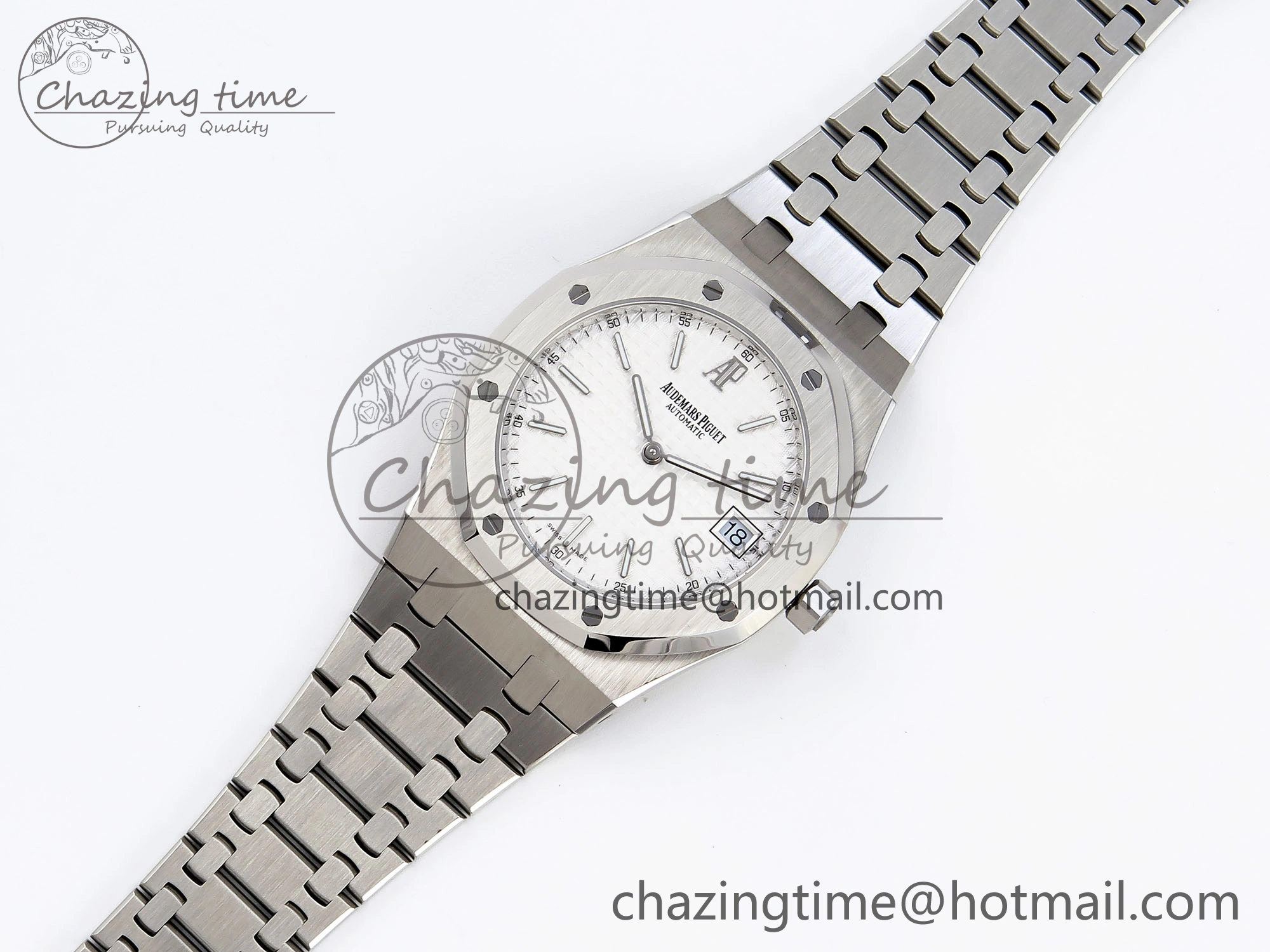 ROYAL OAK 39MM 15202 SS IPF 1:1 BEST EDITION WHITE TEXTURED DIAL ON SS BRACELET A2121