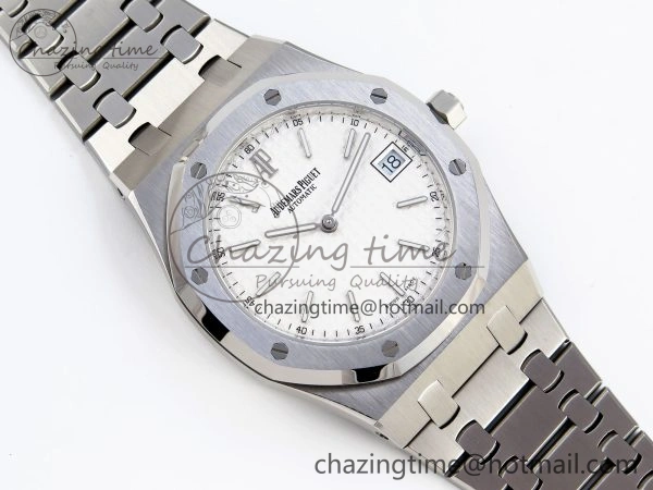 ROYAL OAK 39MM 15202 SS IPF 1:1 BEST EDITION WHITE TEXTURED DIAL ON SS BRACELET A2121
