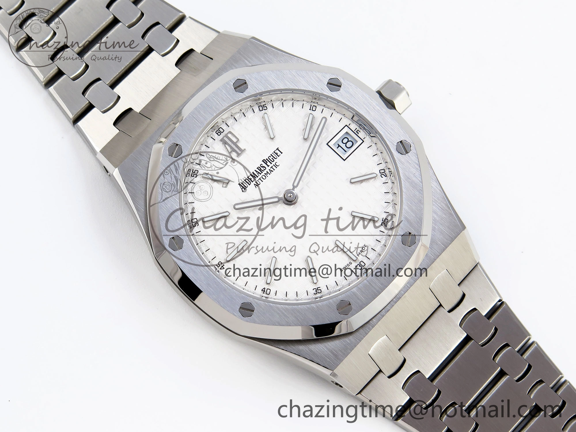 ROYAL OAK 39MM 15202 SS IPF 1:1 BEST EDITION WHITE TEXTURED DIAL ON SS BRACELET A2121