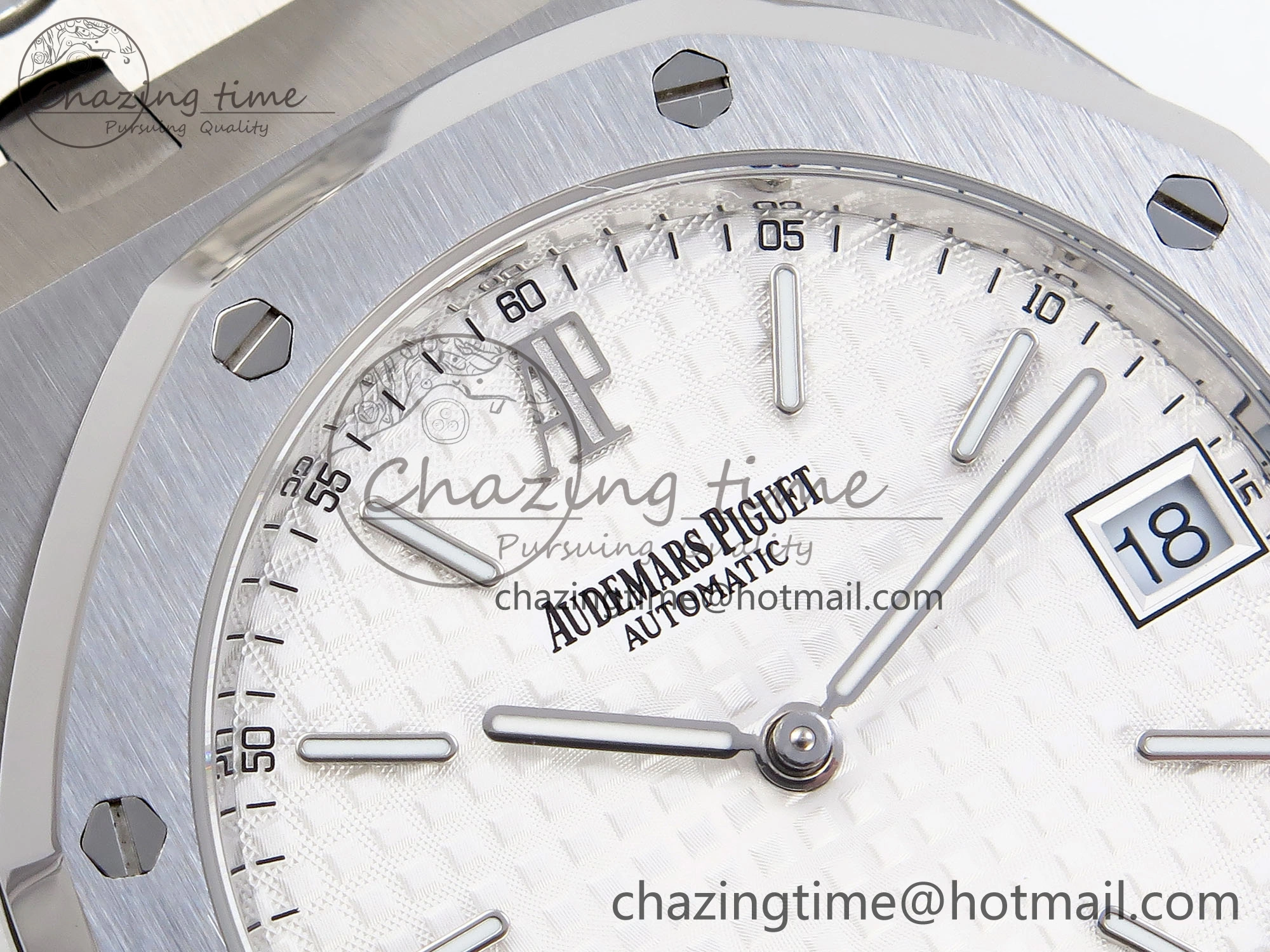 ROYAL OAK 39MM 15202 SS IPF 1:1 BEST EDITION WHITE TEXTURED DIAL ON SS BRACELET A2121