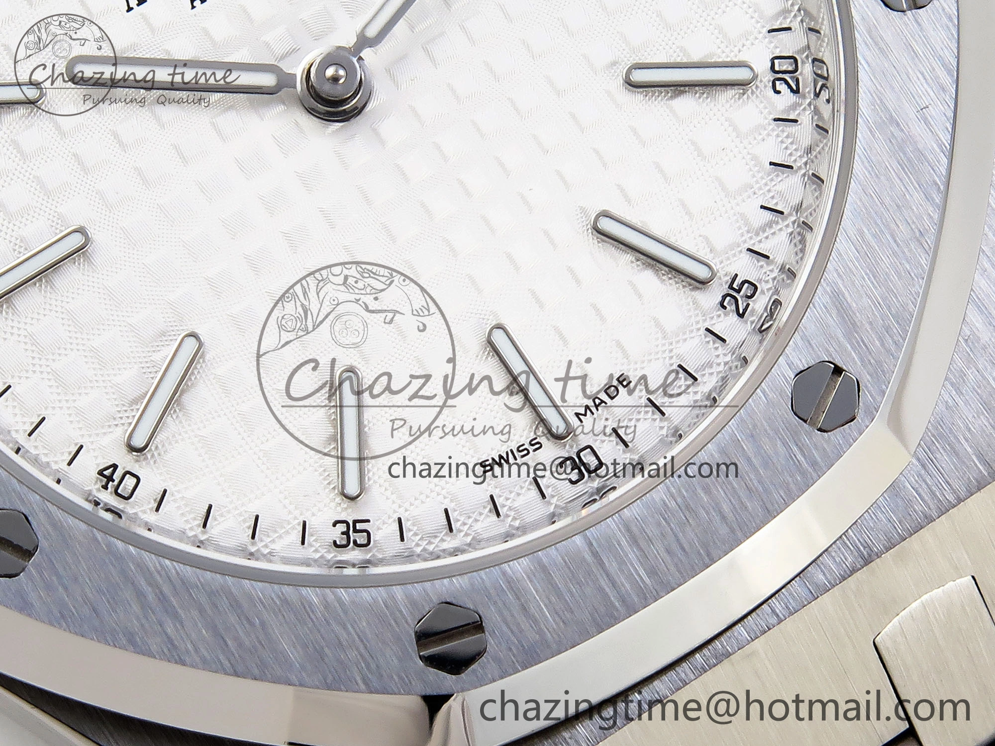 ROYAL OAK 39MM 15202 SS IPF 1:1 BEST EDITION WHITE TEXTURED DIAL ON SS BRACELET A2121