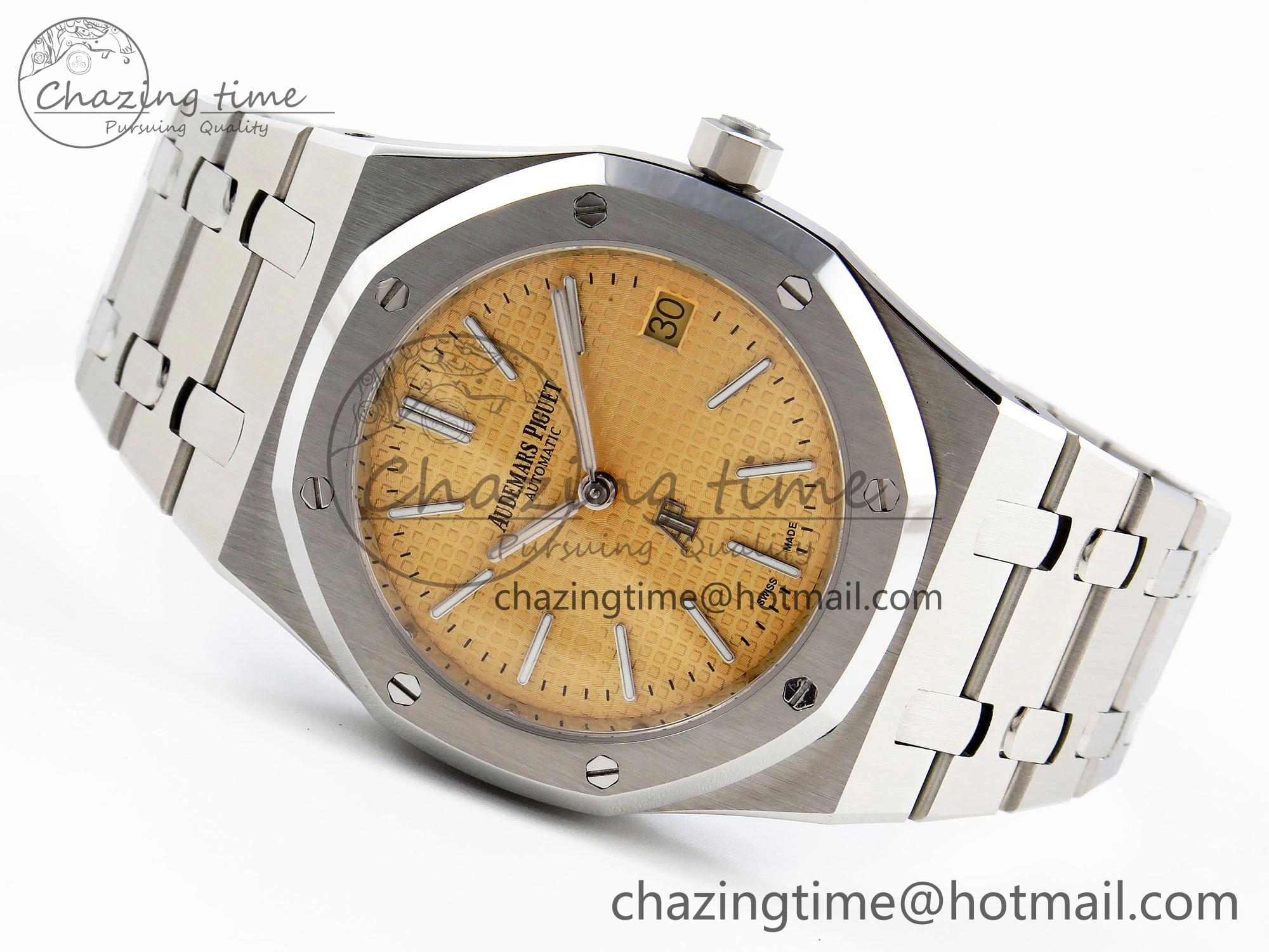 ROYAL OAK 39MM 15202 SS IPF 1:1 BEST EDITION YELLOW TEXTURED DIAL ON SS BRACELET A2121