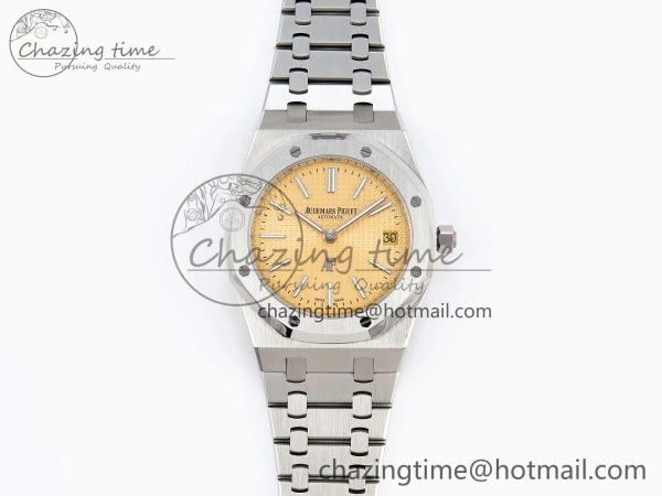 ROYAL OAK 39MM 15202 SS IPF 1:1 BEST EDITION YELLOW TEXTURED DIAL ON SS BRACELET A2121