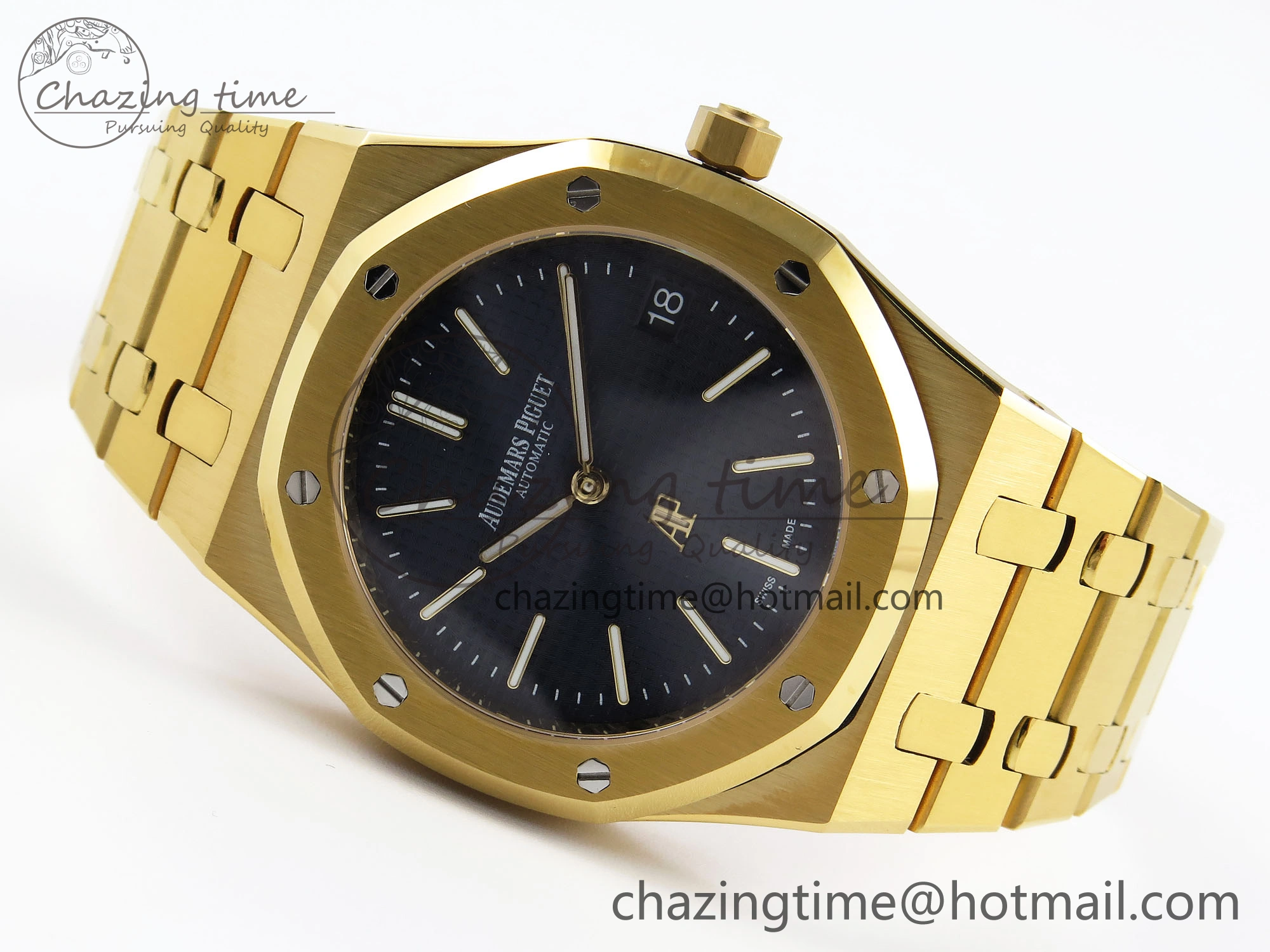 ROYAL OAK 39MM 15202 YG IPF 1:1 BEST EDITION BLUE TEXTURED DIAL ON YG BRACELET A2121