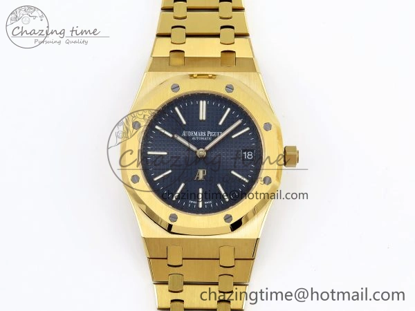 ROYAL OAK 39MM 15202 YG IPF 1:1 BEST EDITION BLUE TEXTURED DIAL ON YG BRACELET A2121