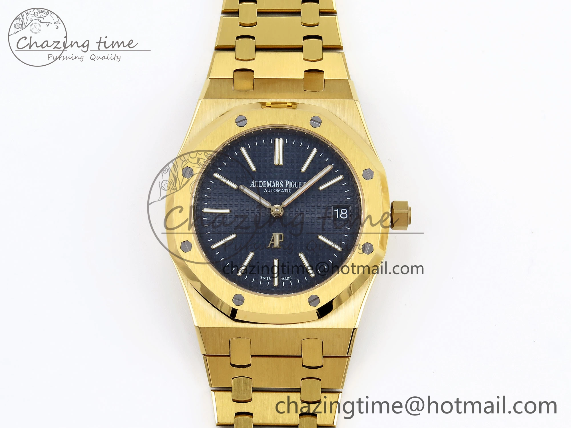 ROYAL OAK 39MM 15202 YG IPF 1:1 BEST EDITION BLUE TEXTURED DIAL ON YG BRACELET A2121