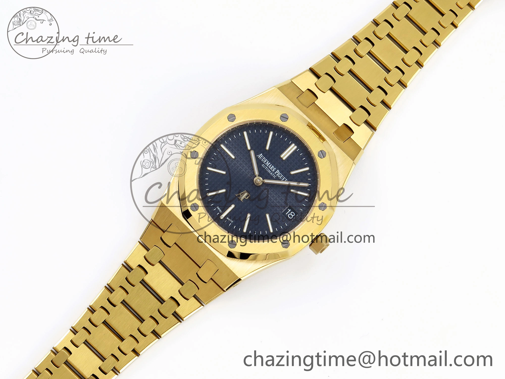 ROYAL OAK 39MM 15202 YG IPF 1:1 BEST EDITION BLUE TEXTURED DIAL ON YG BRACELET A2121