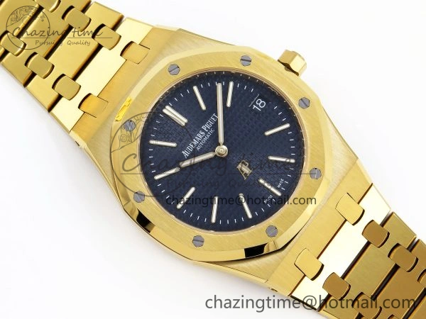 ROYAL OAK 39MM 15202 YG IPF 1:1 BEST EDITION BLUE TEXTURED DIAL ON YG BRACELET A2121