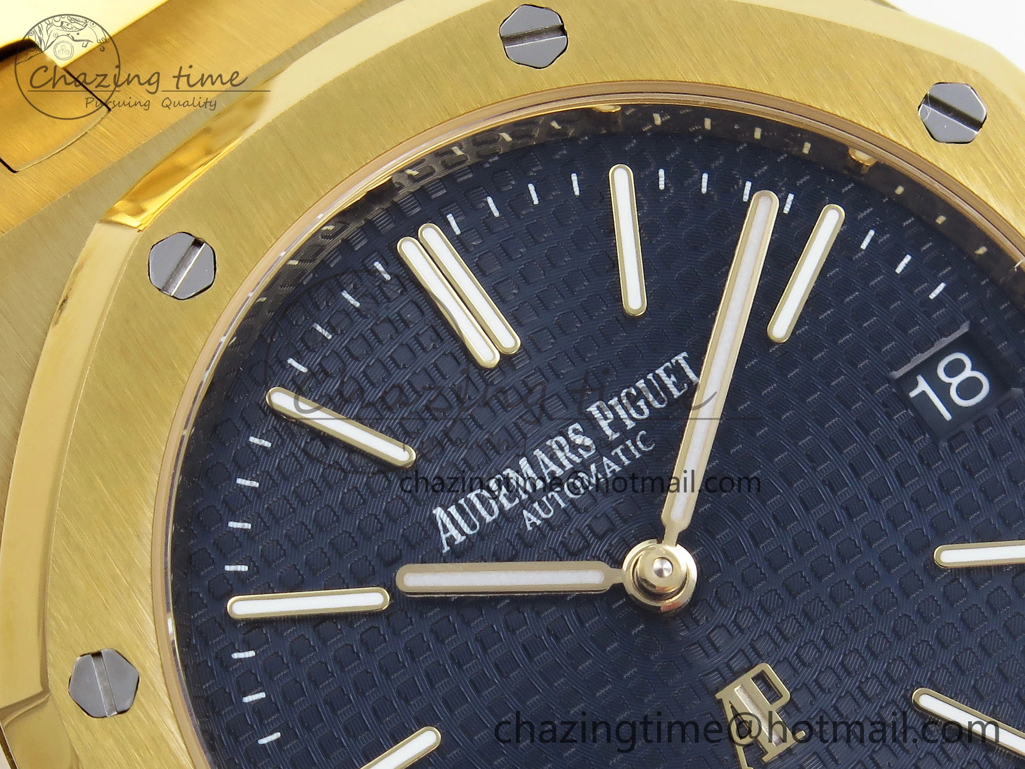 ROYAL OAK 39MM 15202 YG IPF 1:1 BEST EDITION BLUE TEXTURED DIAL ON YG BRACELET A2121