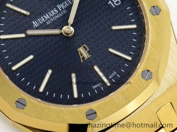 ROYAL OAK 39MM 15202 YG IPF 1:1 BEST EDITION BLUE TEXTURED DIAL ON YG BRACELET A2121
