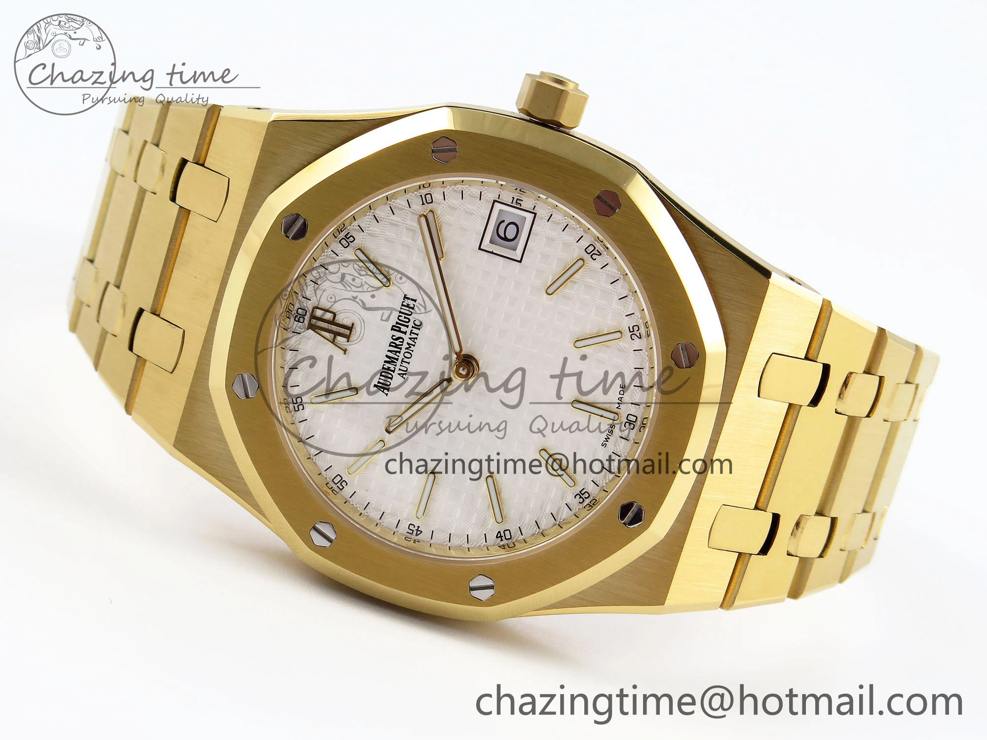 ROYAL OAK 39MM 15202 YG IPF 1:1 BEST EDITION WHITE TEXTURED DIAL ON YG BRACELET A2121