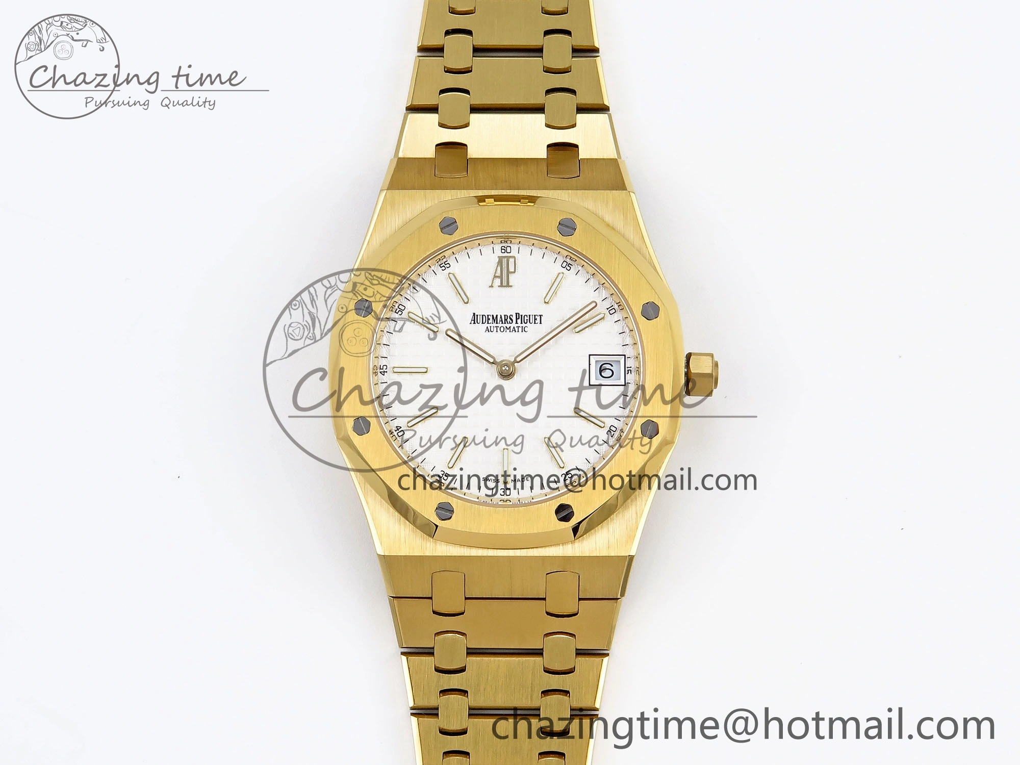 ROYAL OAK 39MM 15202 YG IPF 1:1 BEST EDITION WHITE TEXTURED DIAL ON YG BRACELET A2121