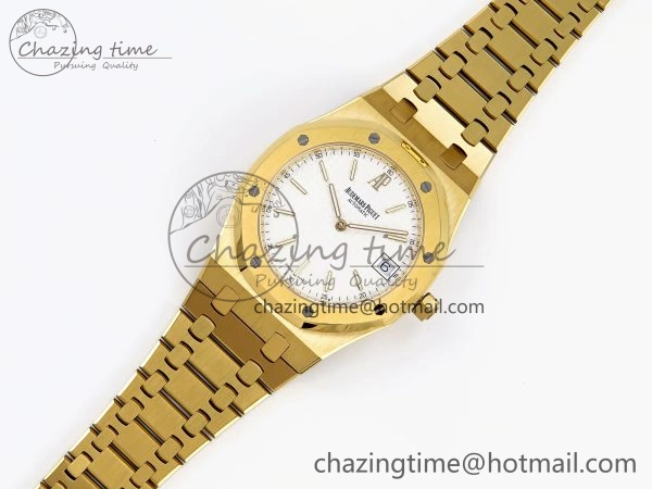 ROYAL OAK 39MM 15202 YG IPF 1:1 BEST EDITION WHITE TEXTURED DIAL ON YG BRACELET A2121