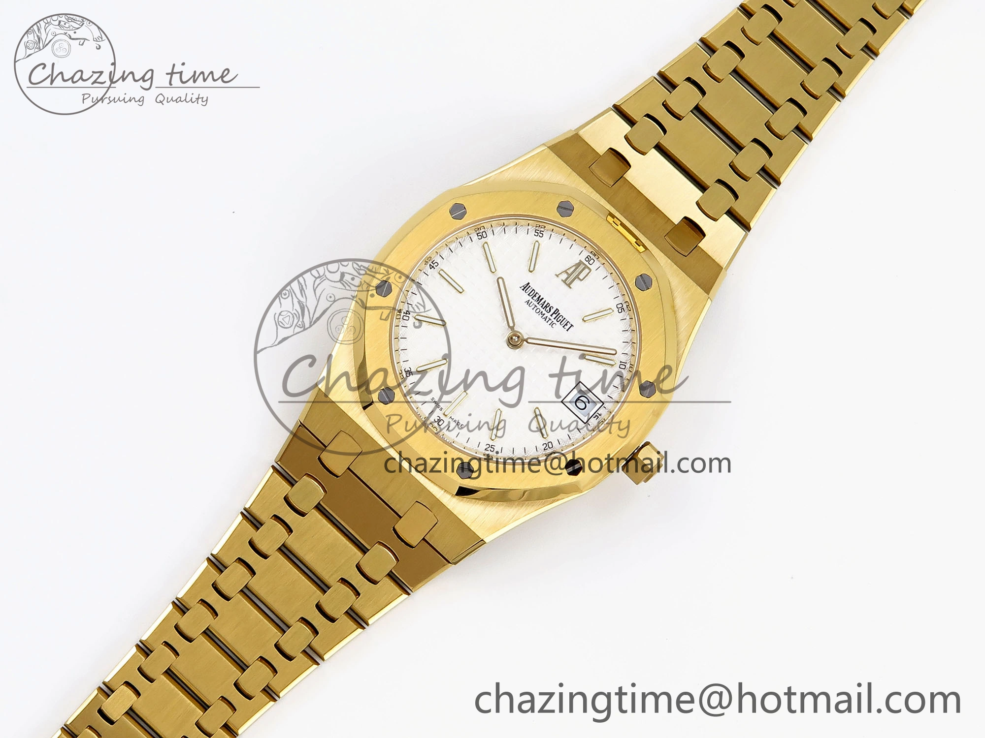 ROYAL OAK 39MM 15202 YG IPF 1:1 BEST EDITION WHITE TEXTURED DIAL ON YG BRACELET A2121