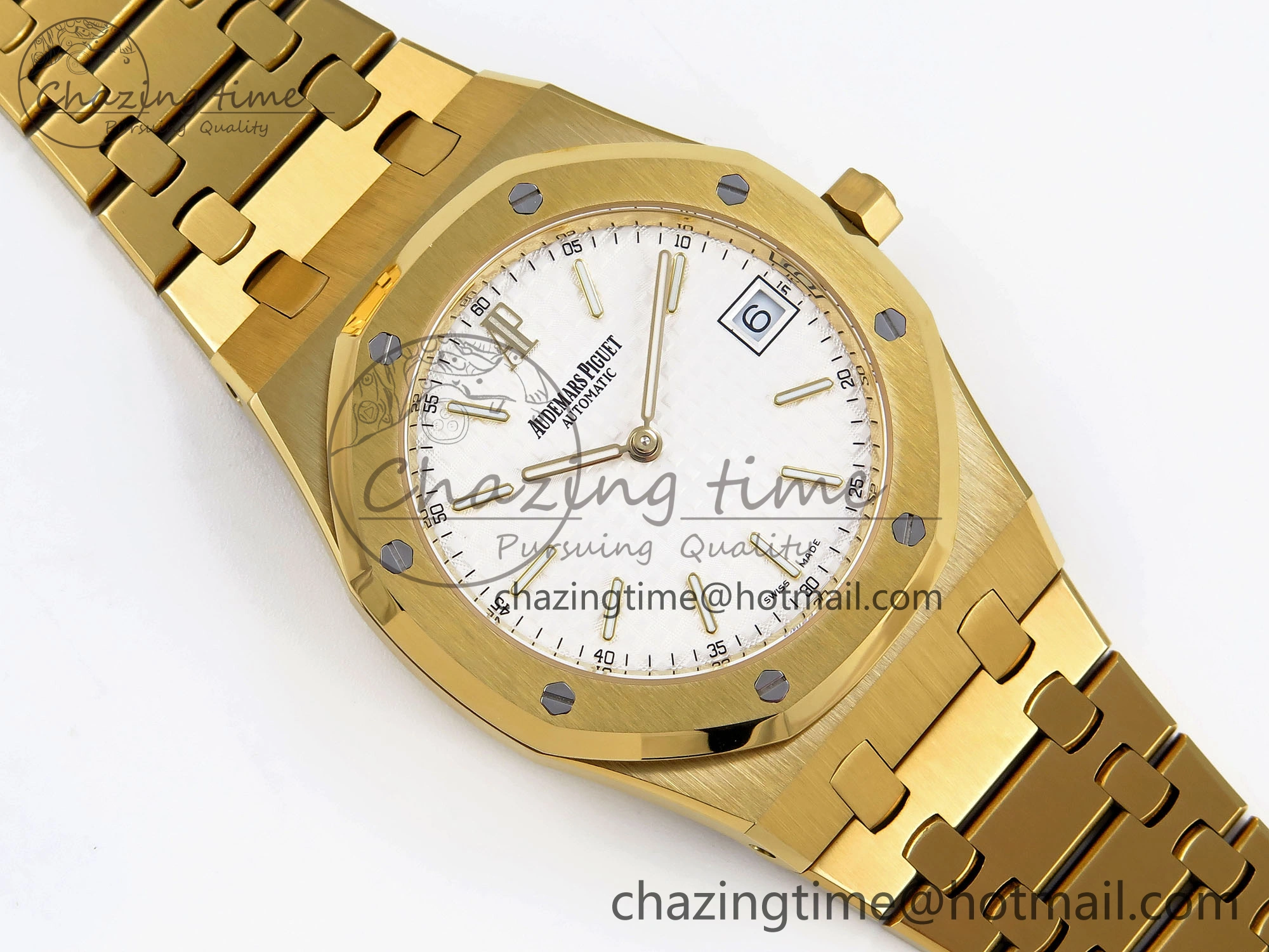 ROYAL OAK 39MM 15202 YG IPF 1:1 BEST EDITION WHITE TEXTURED DIAL ON YG BRACELET A2121