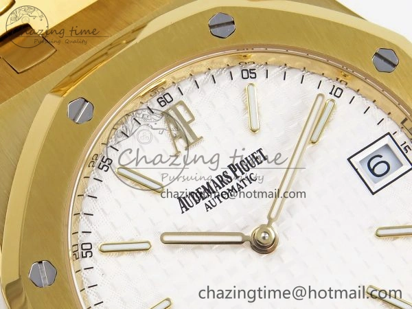 ROYAL OAK 39MM 15202 YG IPF 1:1 BEST EDITION WHITE TEXTURED DIAL ON YG BRACELET A2121