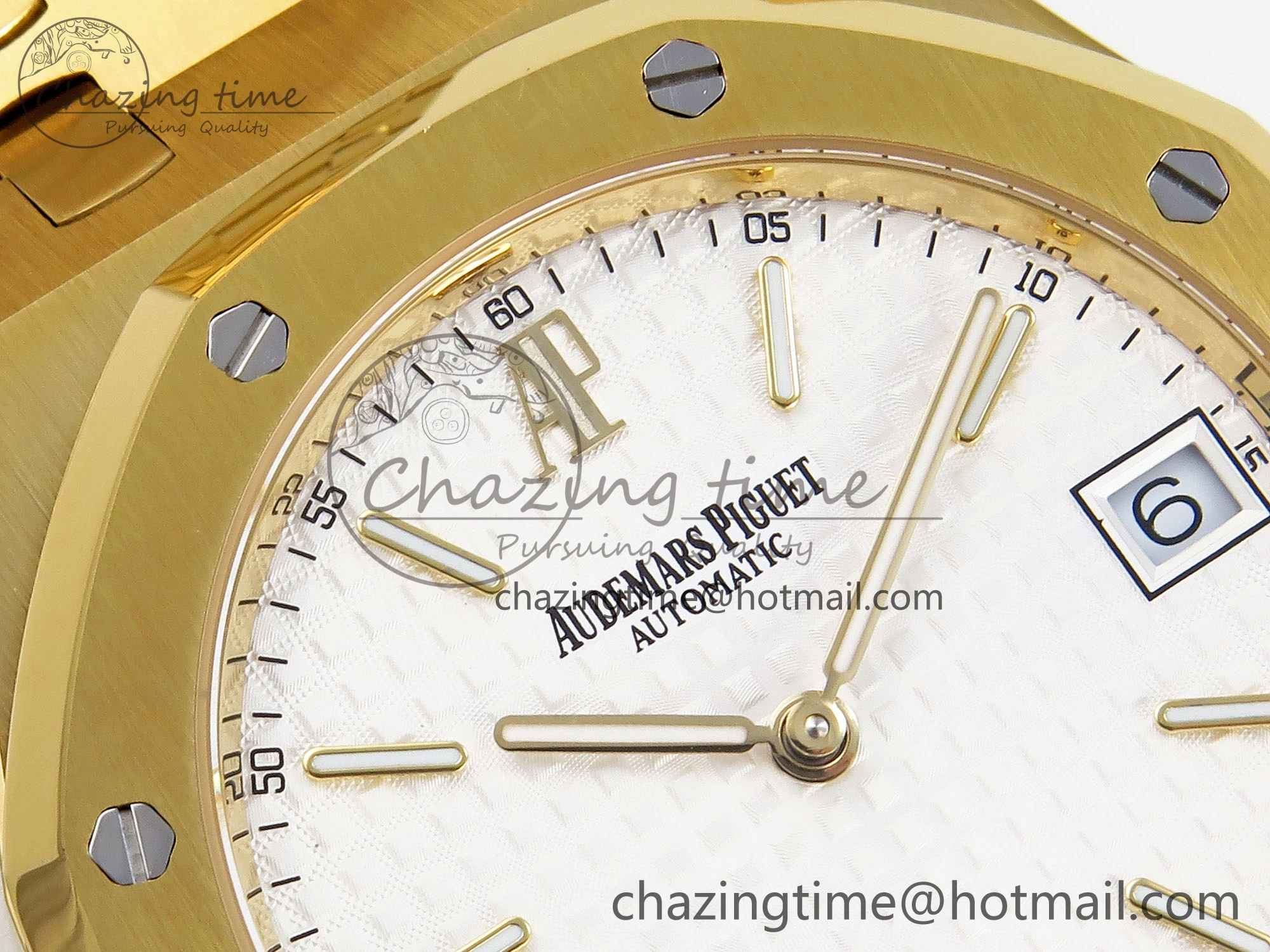ROYAL OAK 39MM 15202 YG IPF 1:1 BEST EDITION WHITE TEXTURED DIAL ON YG BRACELET A2121