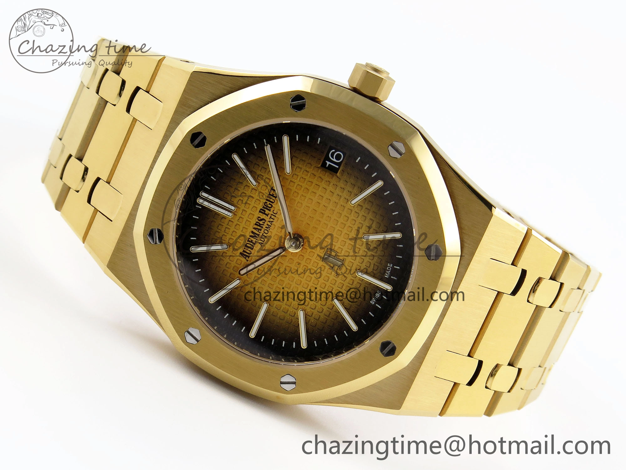 ROYAL OAK 39MM 15202 YG IPF 1:1 BEST EDITION YELLOW BROWN TEXTURED DIAL ON YG BRACELET A2121