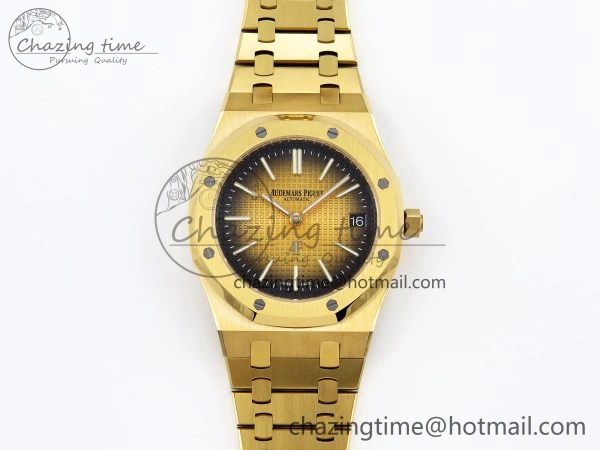 ROYAL OAK 39MM 15202 YG IPF 1:1 BEST EDITION YELLOW BROWN TEXTURED DIAL ON YG BRACELET A2121