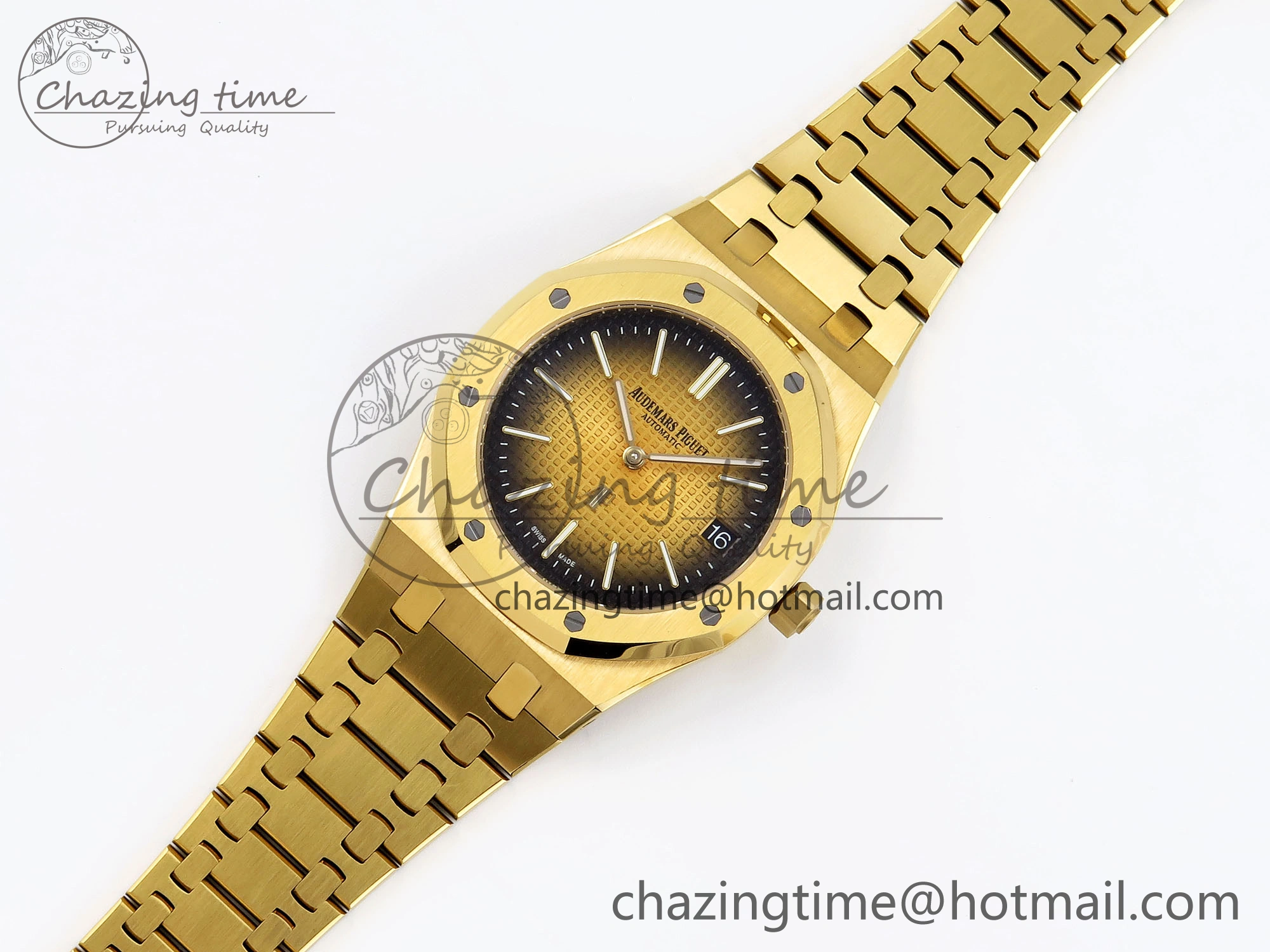 ROYAL OAK 39MM 15202 YG IPF 1:1 BEST EDITION YELLOW BROWN TEXTURED DIAL ON YG BRACELET A2121