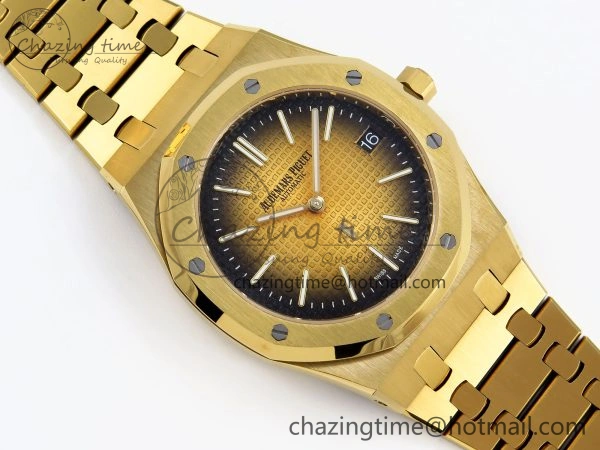 ROYAL OAK 39MM 15202 YG IPF 1:1 BEST EDITION YELLOW BROWN TEXTURED DIAL ON YG BRACELET A2121