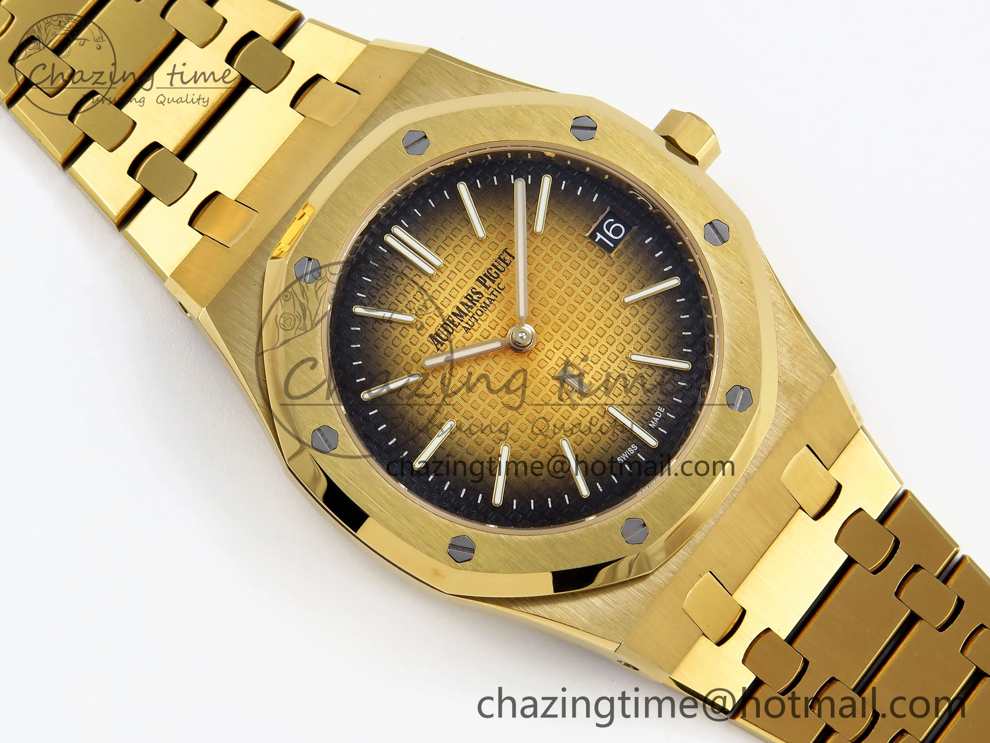 ROYAL OAK 39MM 15202 YG IPF 1:1 BEST EDITION YELLOW BROWN TEXTURED DIAL ON YG BRACELET A2121