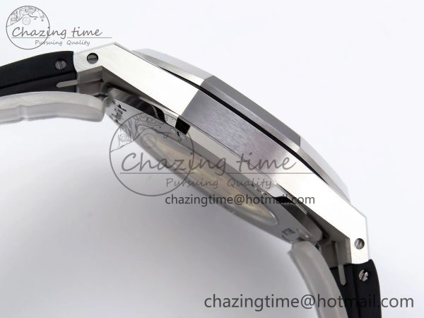 ROYAL OAK 41MM 15400 SS APSF 1:1 BEST EDITION BLACK TEXTURED DIAL ON BLACK RUBBER STRAP SA3120 SUPER CLONE V3