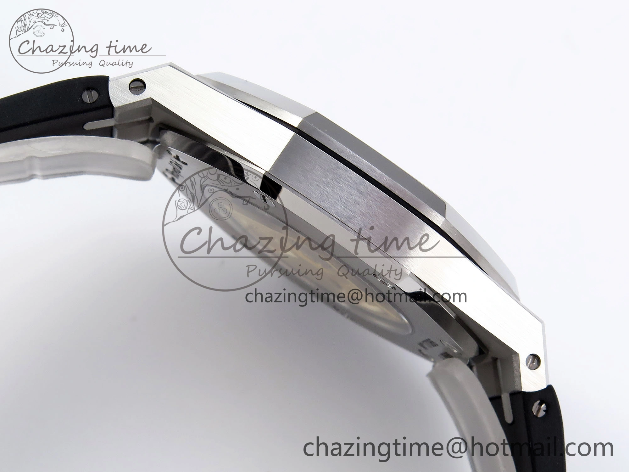 ROYAL OAK 41MM 15400 SS APSF 1:1 BEST EDITION BLACK TEXTURED DIAL ON BLACK RUBBER STRAP SA3120 SUPER CLONE V3