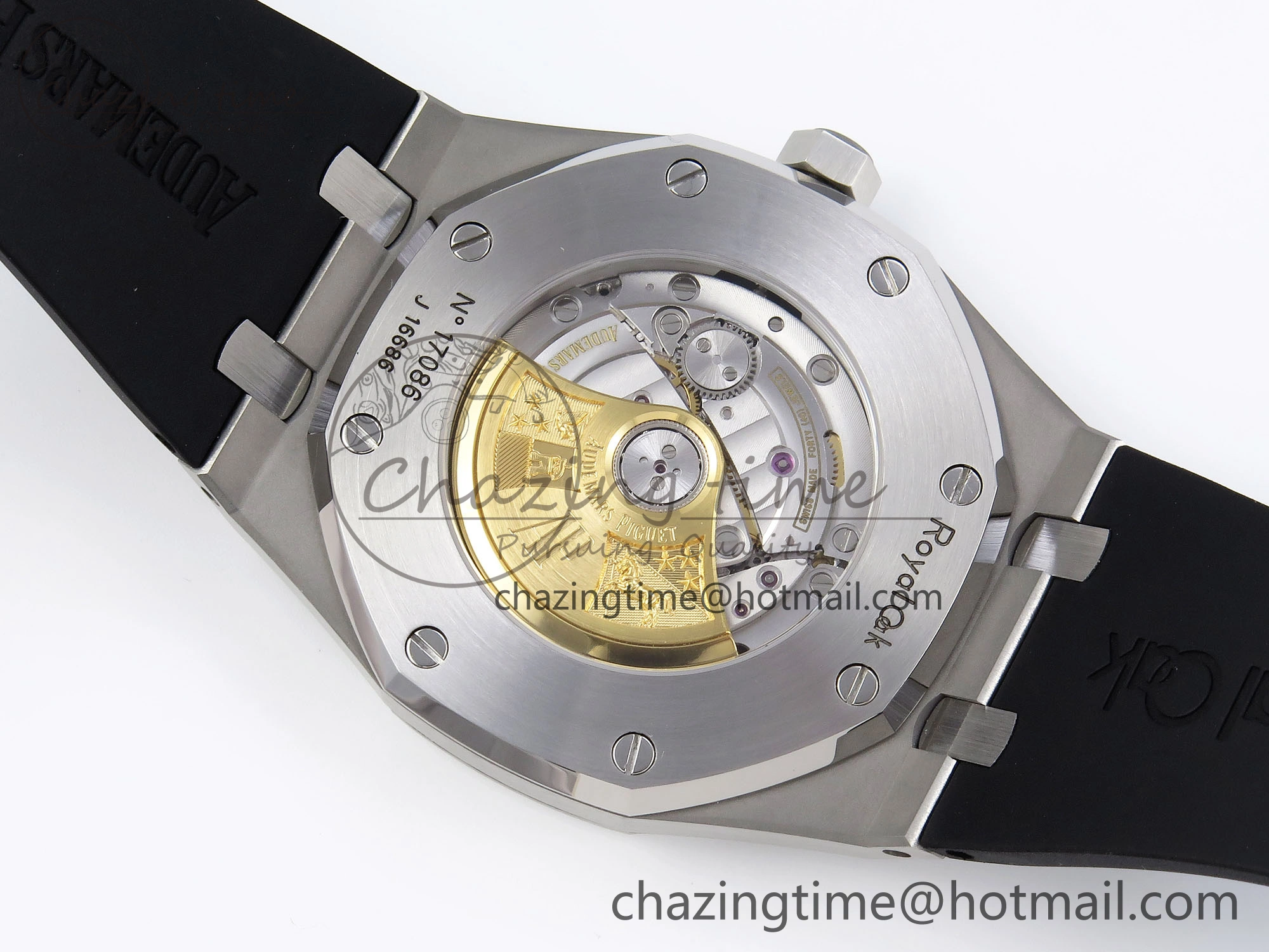 ROYAL OAK 41MM 15400 SS APSF 1:1 BEST EDITION BLACK TEXTURED DIAL ON BLACK RUBBER STRAP SA3120 SUPER CLONE V3