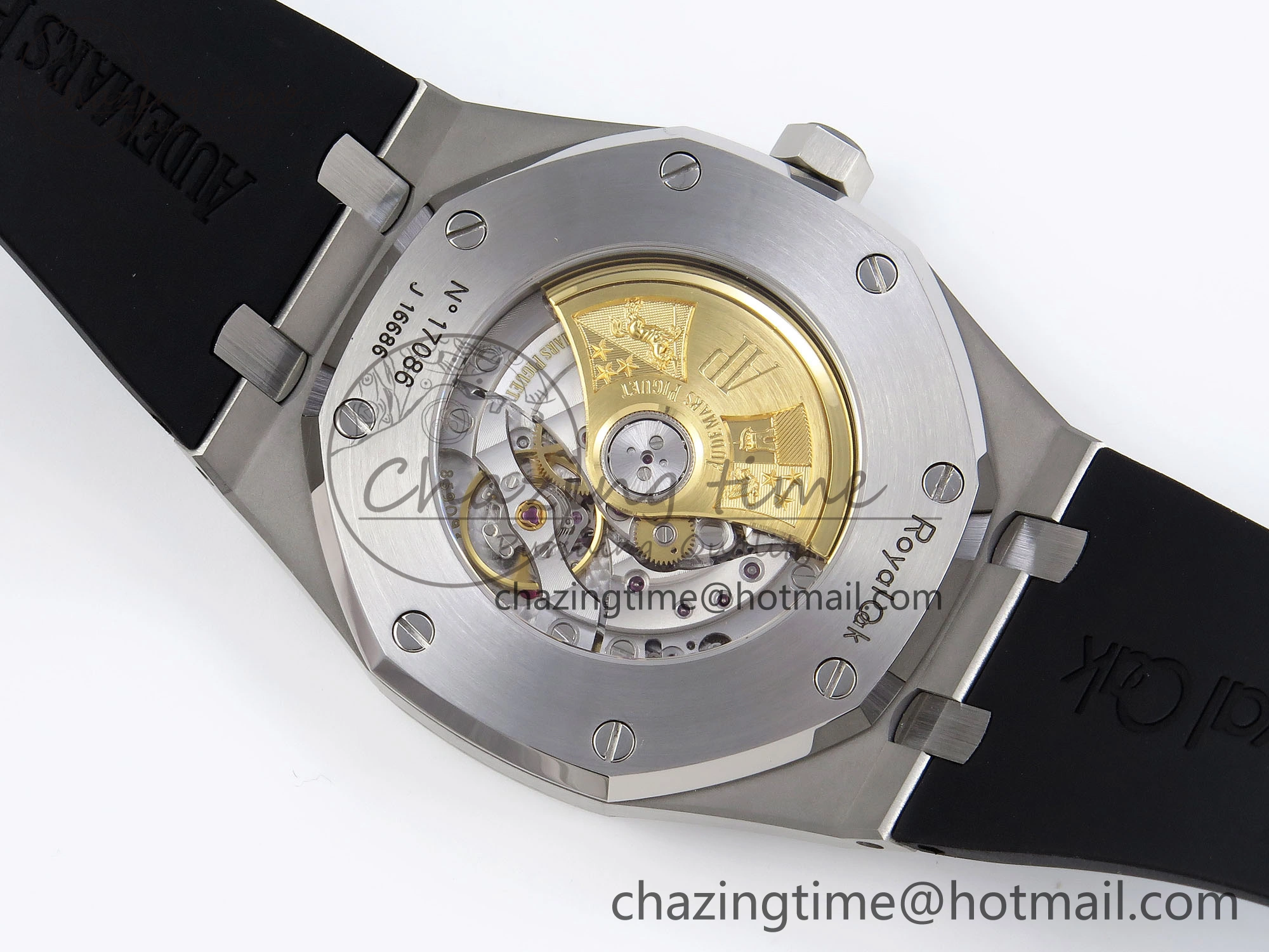 ROYAL OAK 41MM 15400 SS APSF 1:1 BEST EDITION BLACK TEXTURED DIAL ON BLACK RUBBER STRAP SA3120 SUPER CLONE V3