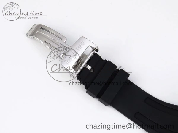 ROYAL OAK 41MM 15400 SS APSF 1:1 BEST EDITION BLACK TEXTURED DIAL ON BLACK RUBBER STRAP SA3120 SUPER CLONE V3