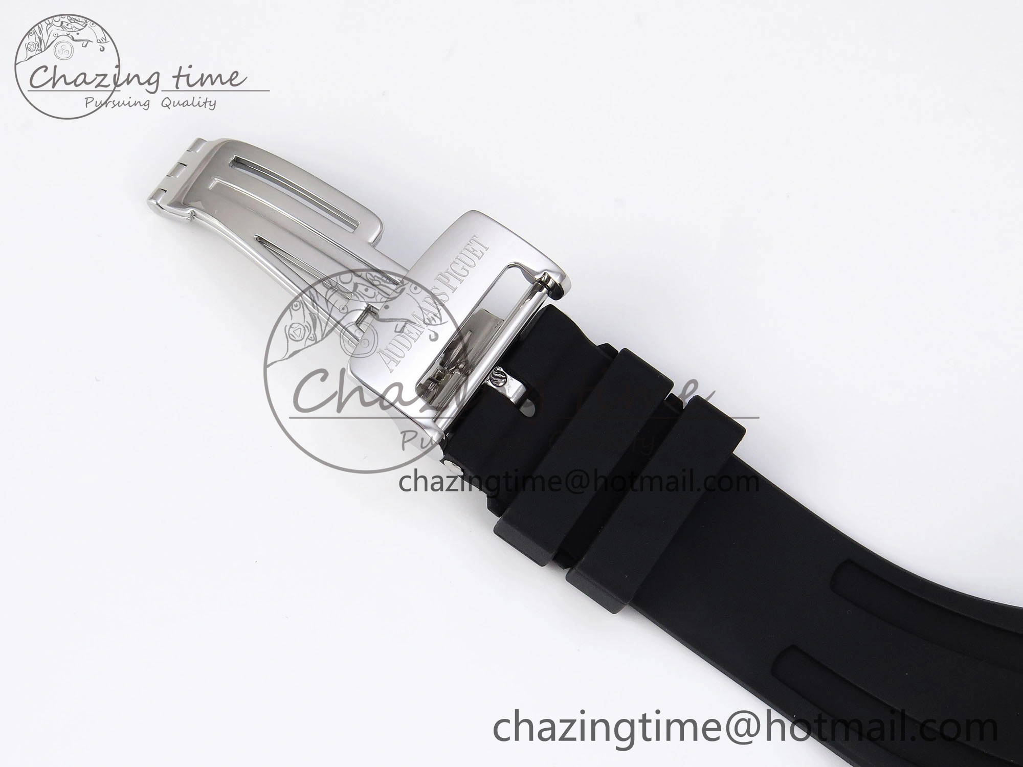 ROYAL OAK 41MM 15400 SS APSF 1:1 BEST EDITION BLACK TEXTURED DIAL ON BLACK RUBBER STRAP SA3120 SUPER CLONE V3