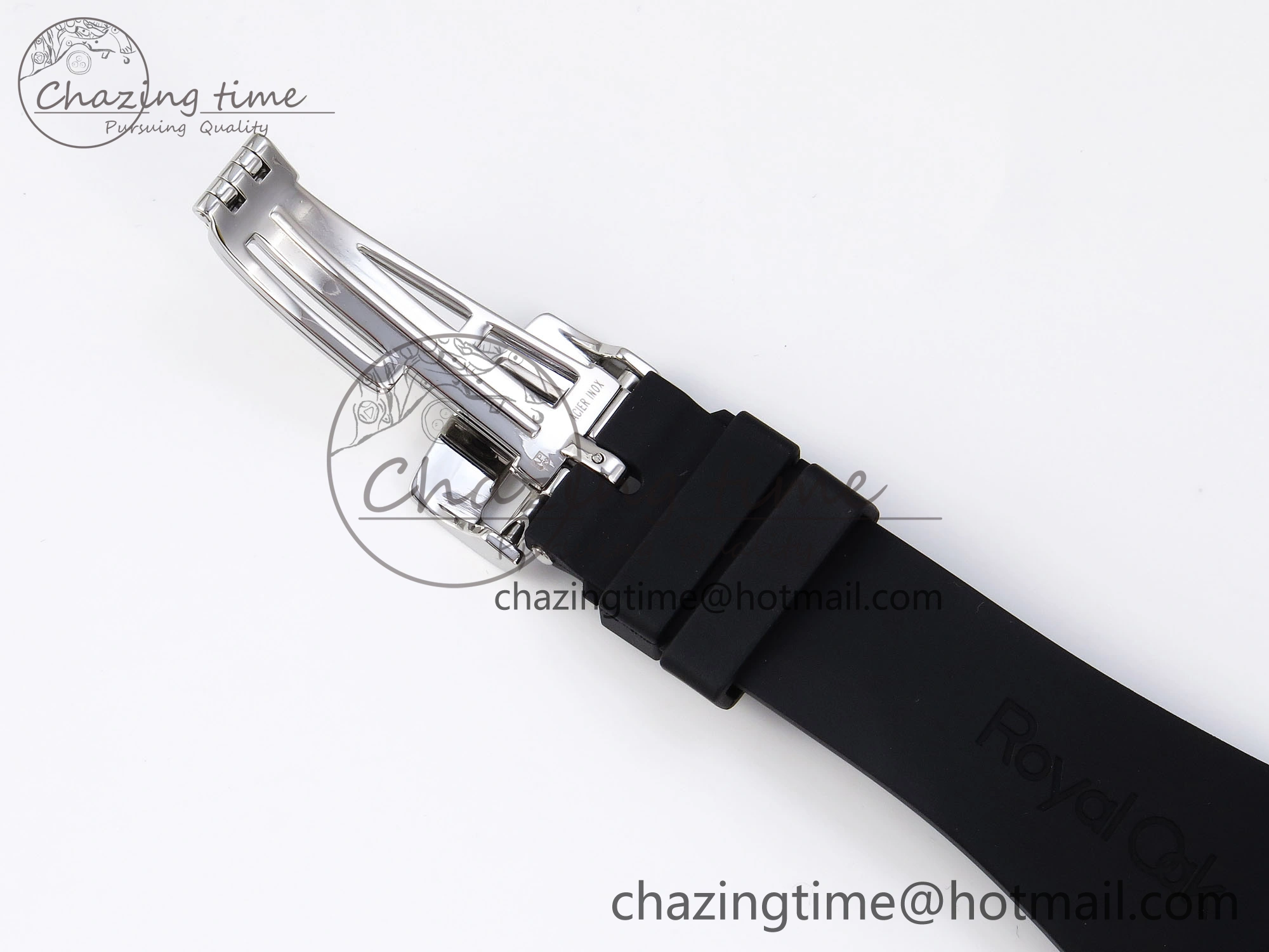 ROYAL OAK 41MM 15400 SS APSF 1:1 BEST EDITION BLACK TEXTURED DIAL ON BLACK RUBBER STRAP SA3120 SUPER CLONE V3