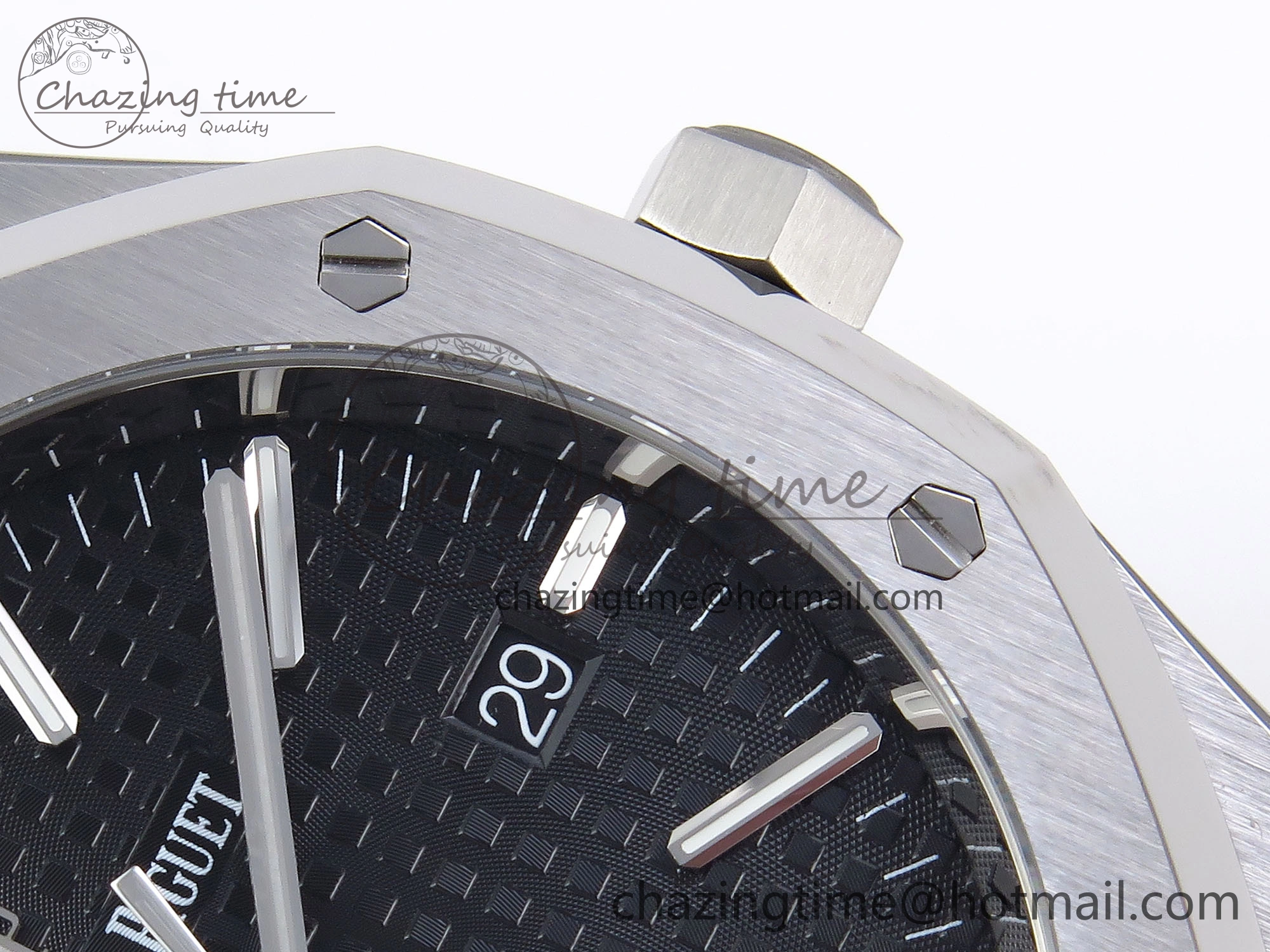 ROYAL OAK 41MM 15400 SS APSF 1:1 BEST EDITION BLACK TEXTURED DIAL ON BLACK RUBBER STRAP SA3120 SUPER CLONE V3