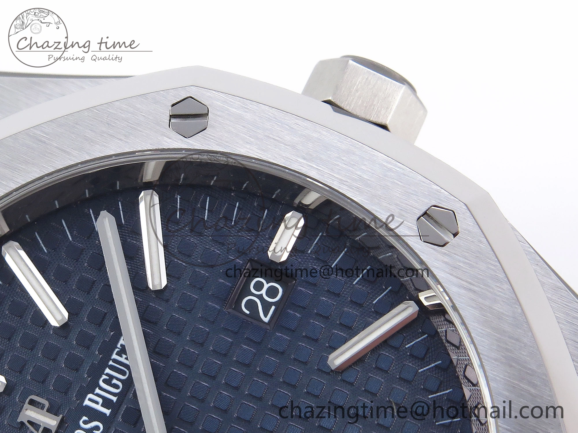 ROYAL OAK 41MM 15400 SS APSF 1:1 BEST EDITION BLUE TEXTURED DIAL ON BLACK RUBBER STRAP SA3120 SUPER CLONE V3