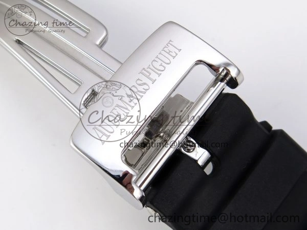 ROYAL OAK 41MM 15400 SS APSF 1:1 BEST EDITION WHITE TEXTURED DIAL ON BLACK RUBBER STRAP SA3120 SUPER CLONE V3