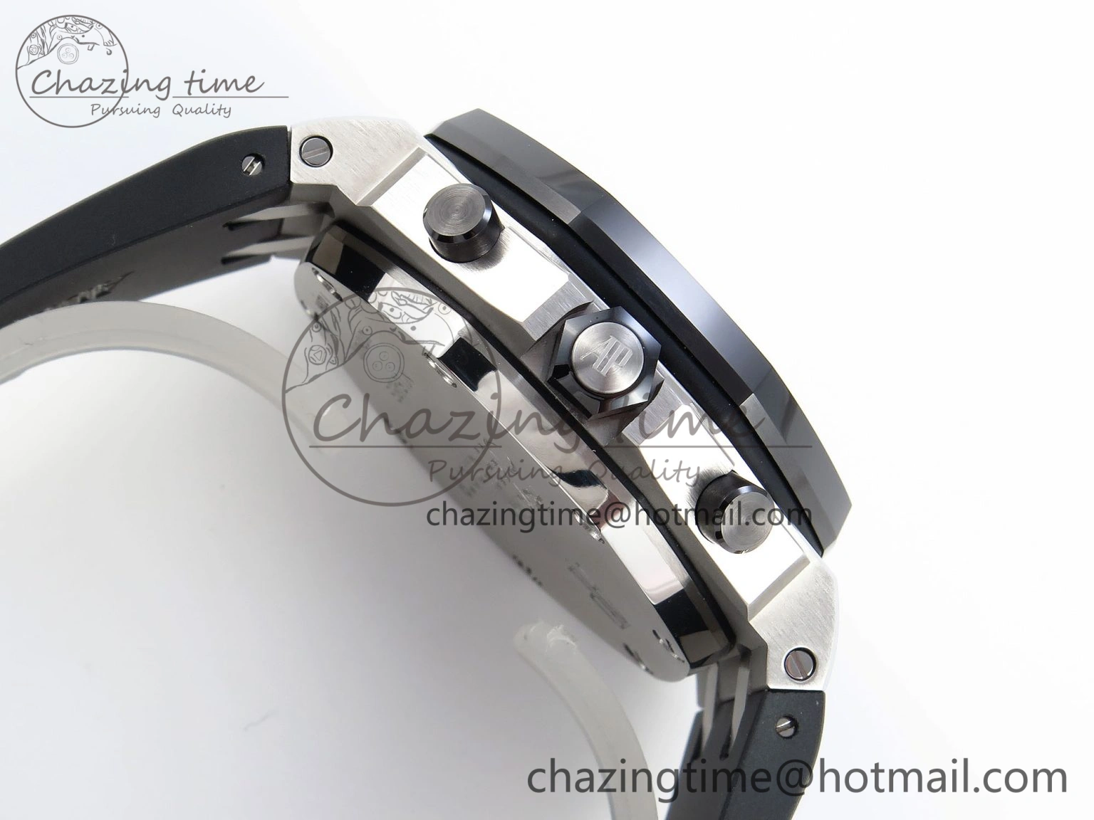 ROYAL OAK OFFSHORE 42MM SS APF 1:1 BEST EDITION BLACK DIAL WHITE MARKERS CERAMIC BEZEL ON BLACK RUBBER STRAP A7750