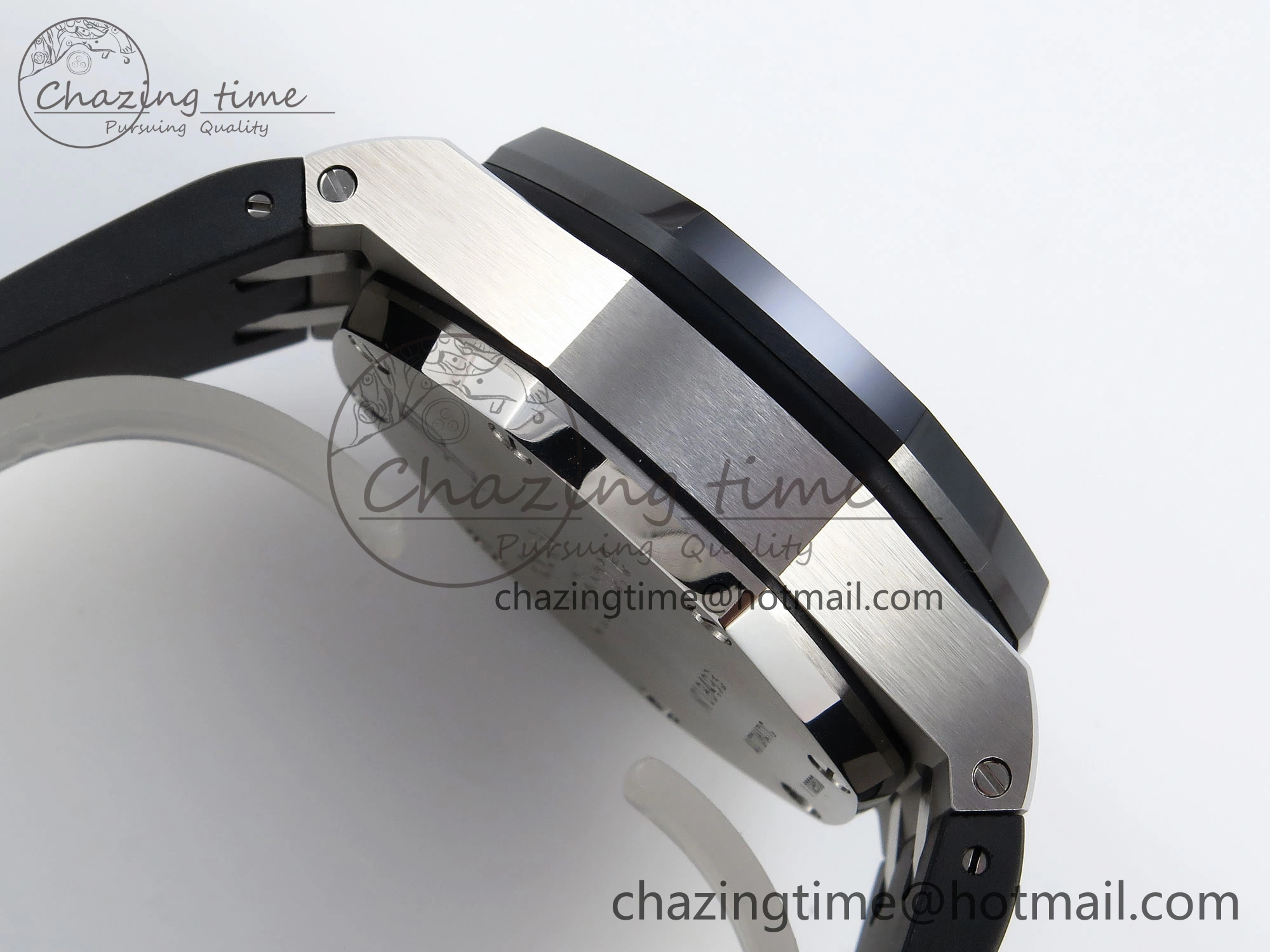 ROYAL OAK OFFSHORE 42MM SS APF 1:1 BEST EDITION BLACK DIAL WHITE MARKERS CERAMIC BEZEL ON BLACK RUBBER STRAP A7750