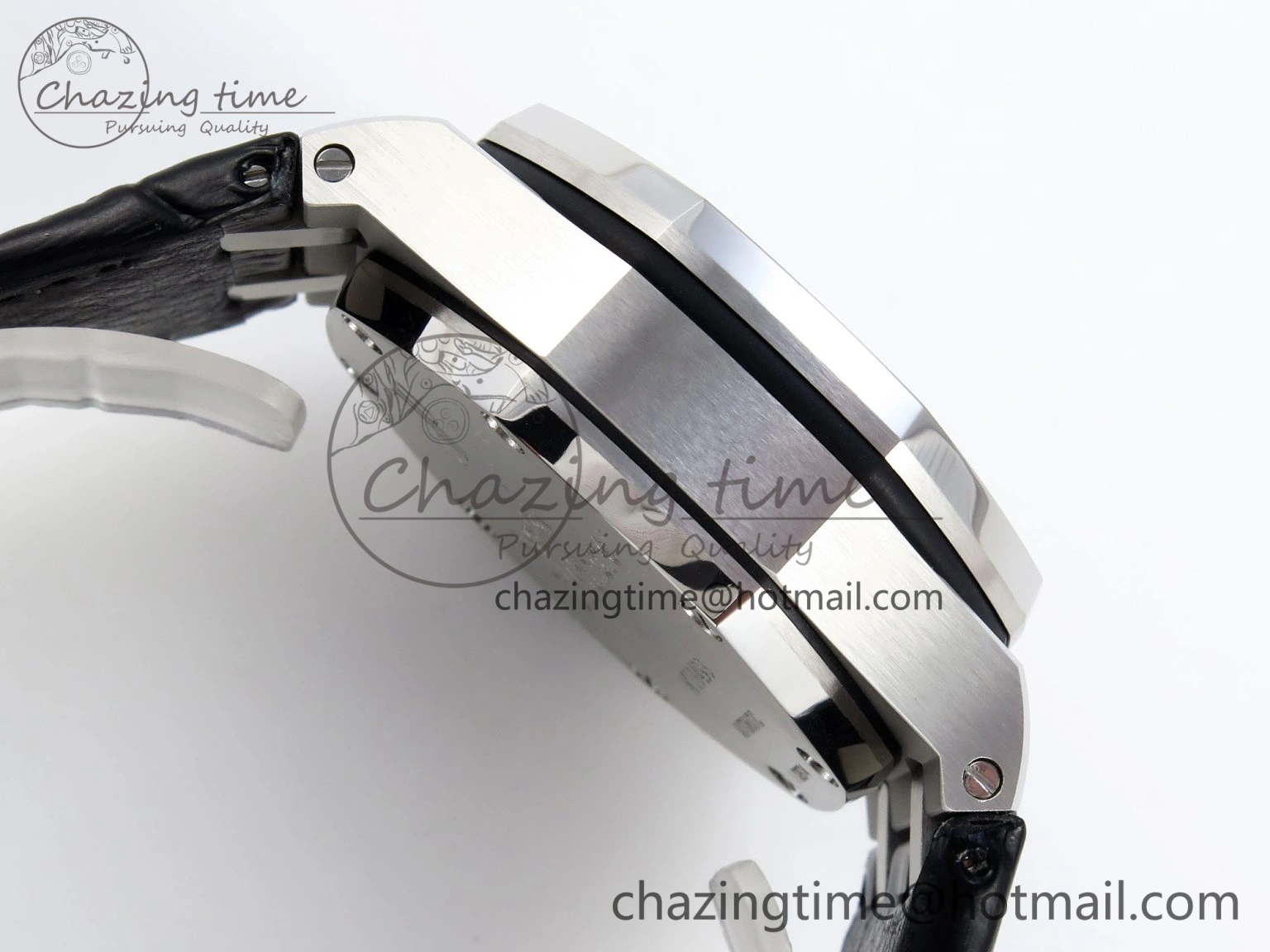 ROYAL OAK OFFSHORE 42MM SS APF 1:1 BEST EDITION BLACK DIAL WHITE MARKERS ON BLACK LEATHER STRAP A7750