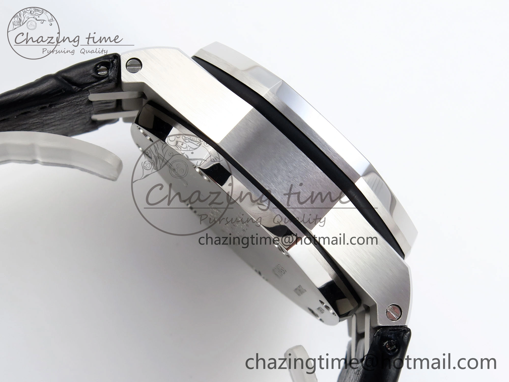 ROYAL OAK OFFSHORE 42MM SS APF 1:1 BEST EDITION BLACK DIAL WHITE MARKERS ON BLACK LEATHER STRAP A7750