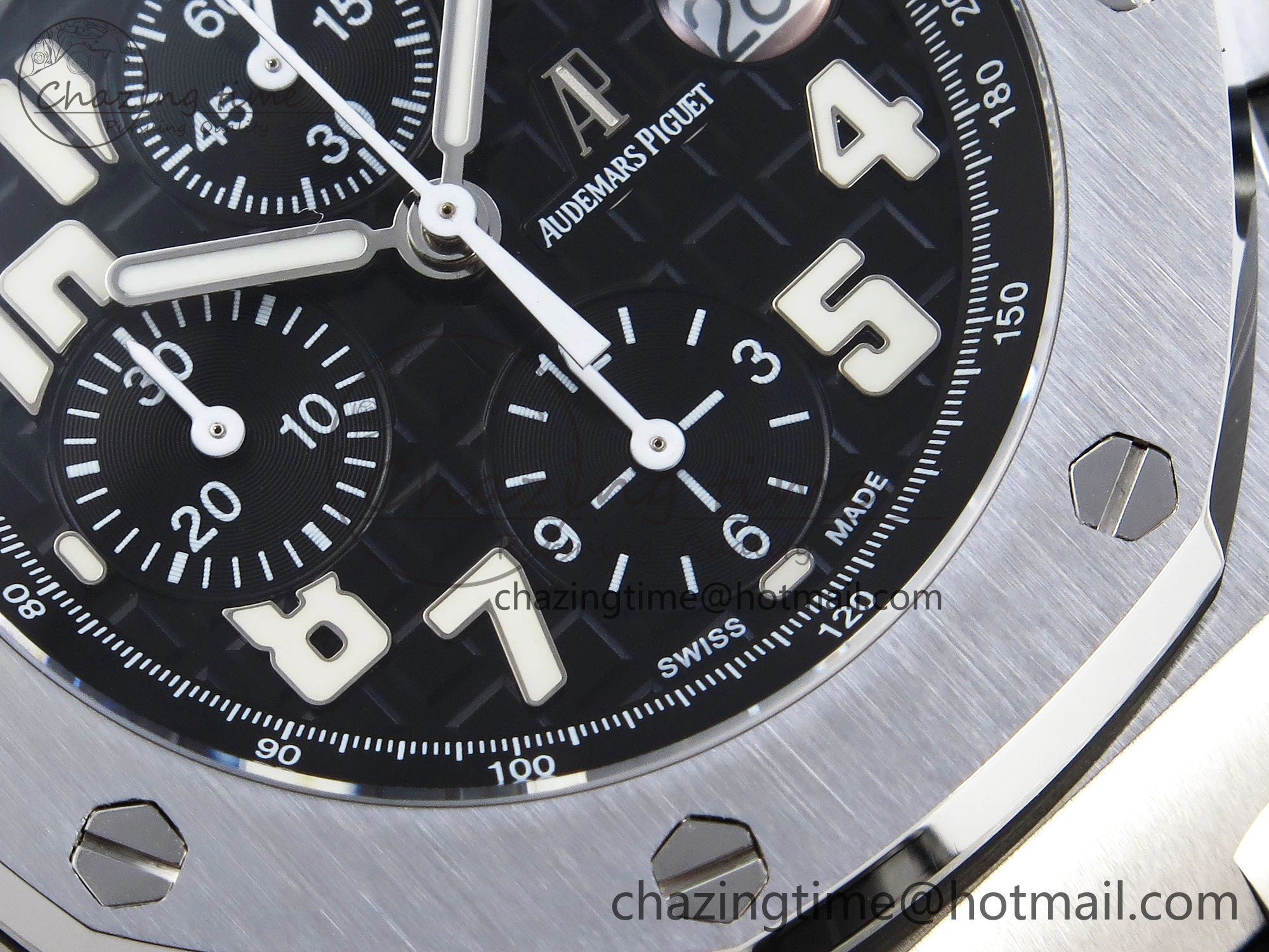 ROYAL OAK OFFSHORE 42MM SS APF 1:1 BEST EDITION BLACK DIAL WHITE MARKERS ON BLACK LEATHER STRAP A7750