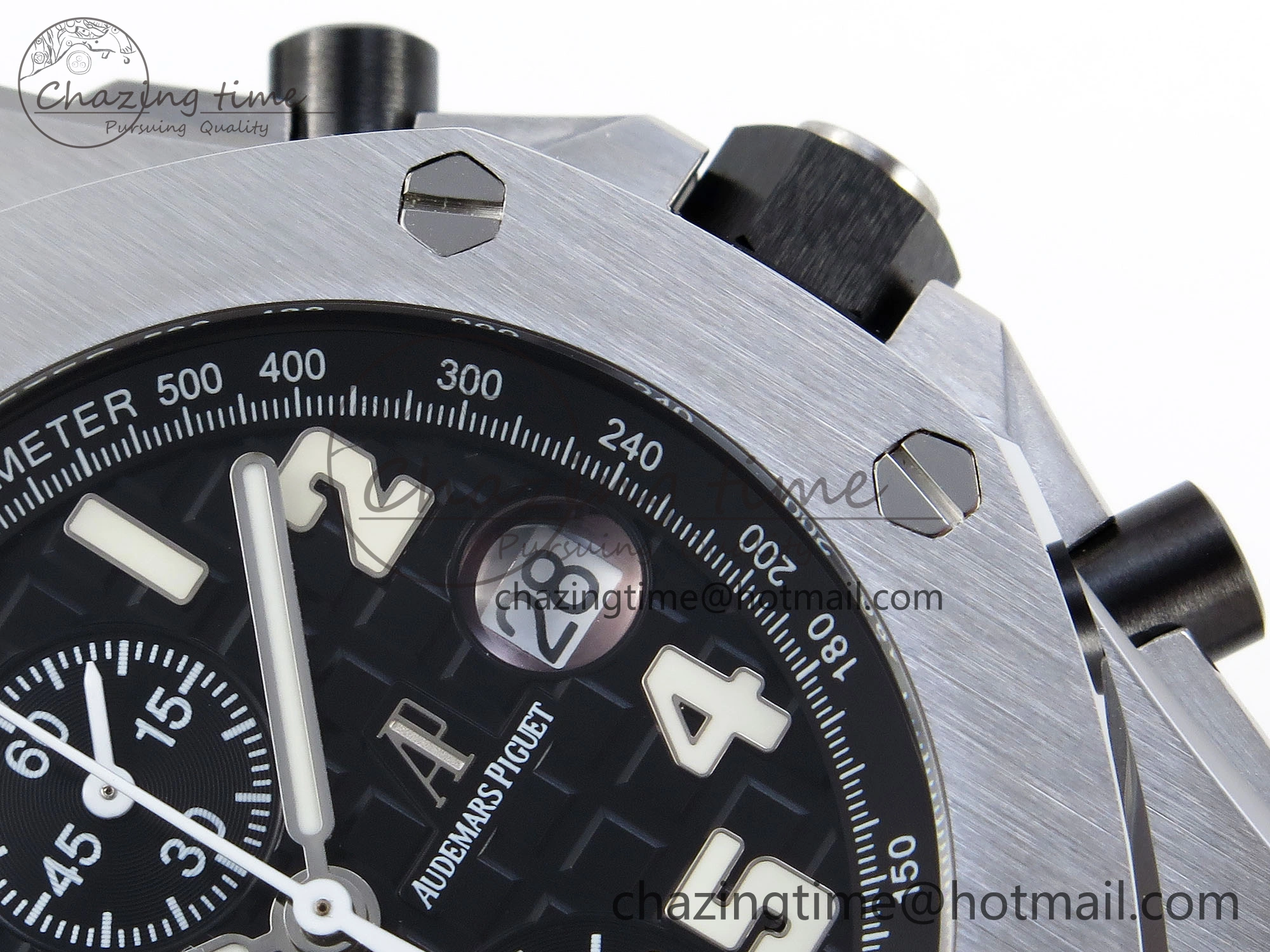 ROYAL OAK OFFSHORE 42MM SS APF 1:1 BEST EDITION BLACK DIAL WHITE MARKERS ON BLACK LEATHER STRAP A7750