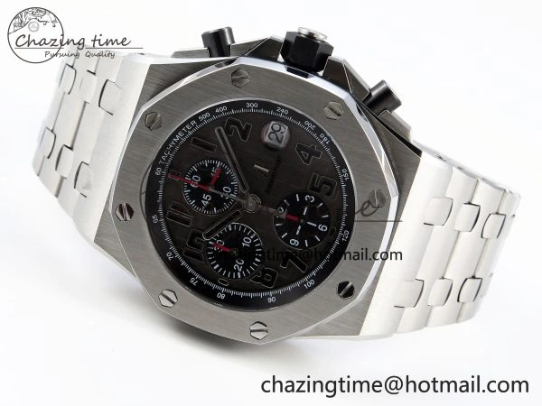 ROYAL OAK OFFSHORE 42MM SS APF 1:1 BEST EDITION GRAY DIAL BLACK MARKERS ON SS BRACELET A7750