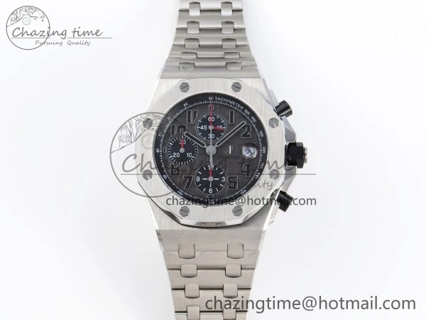 ROYAL OAK OFFSHORE 42MM SS APF 1:1 BEST EDITION GRAY DIAL BLACK MARKERS ON SS BRACELET A7750