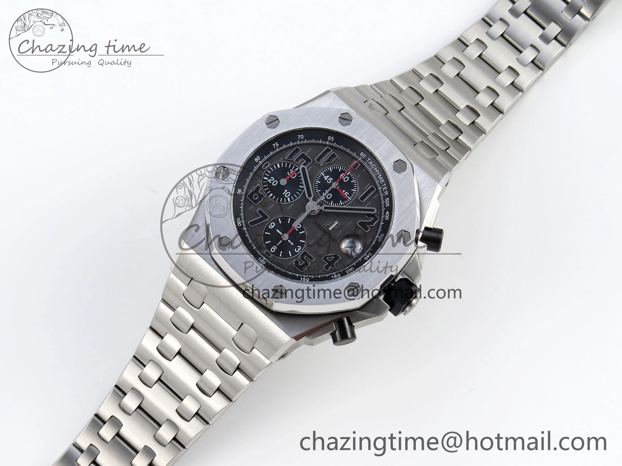 ROYAL OAK OFFSHORE 42MM SS APF 1:1 BEST EDITION GRAY DIAL BLACK MARKERS ON SS BRACELET A7750