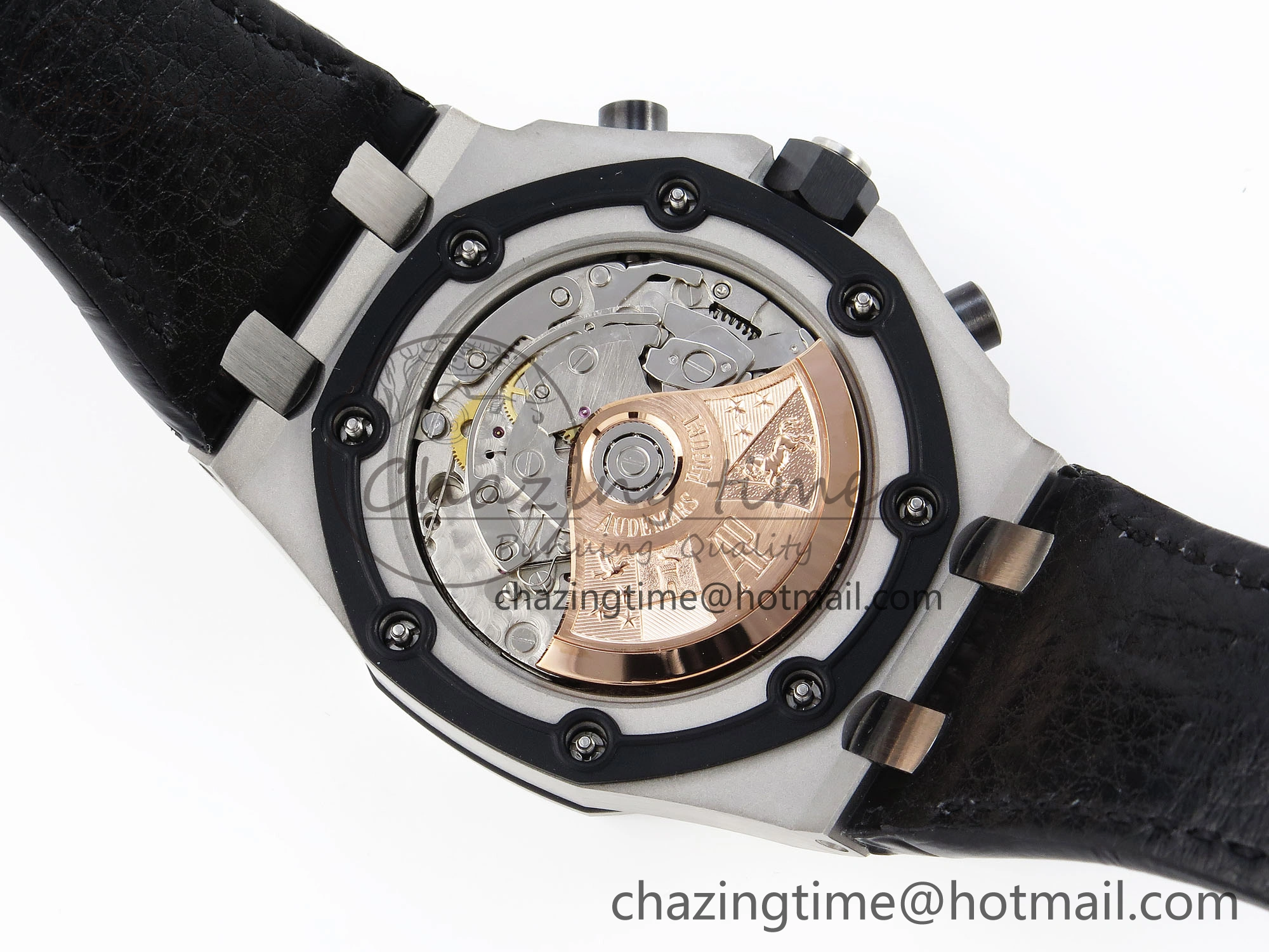 ROYAL OAK OFFSHORE 42MM VOLCANO SS APF 1:1 BEST EDITION BLACK DIAL ORANGE MARKERS ON BLACK LEATHER STRAP A7750