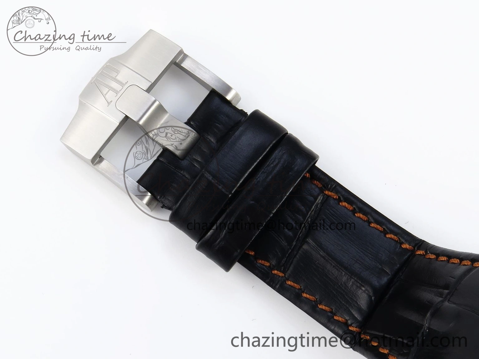 ROYAL OAK OFFSHORE 42MM VOLCANO SS APF 1:1 BEST EDITION BLACK DIAL ORANGE MARKERS ON BLACK LEATHER STRAP A7750